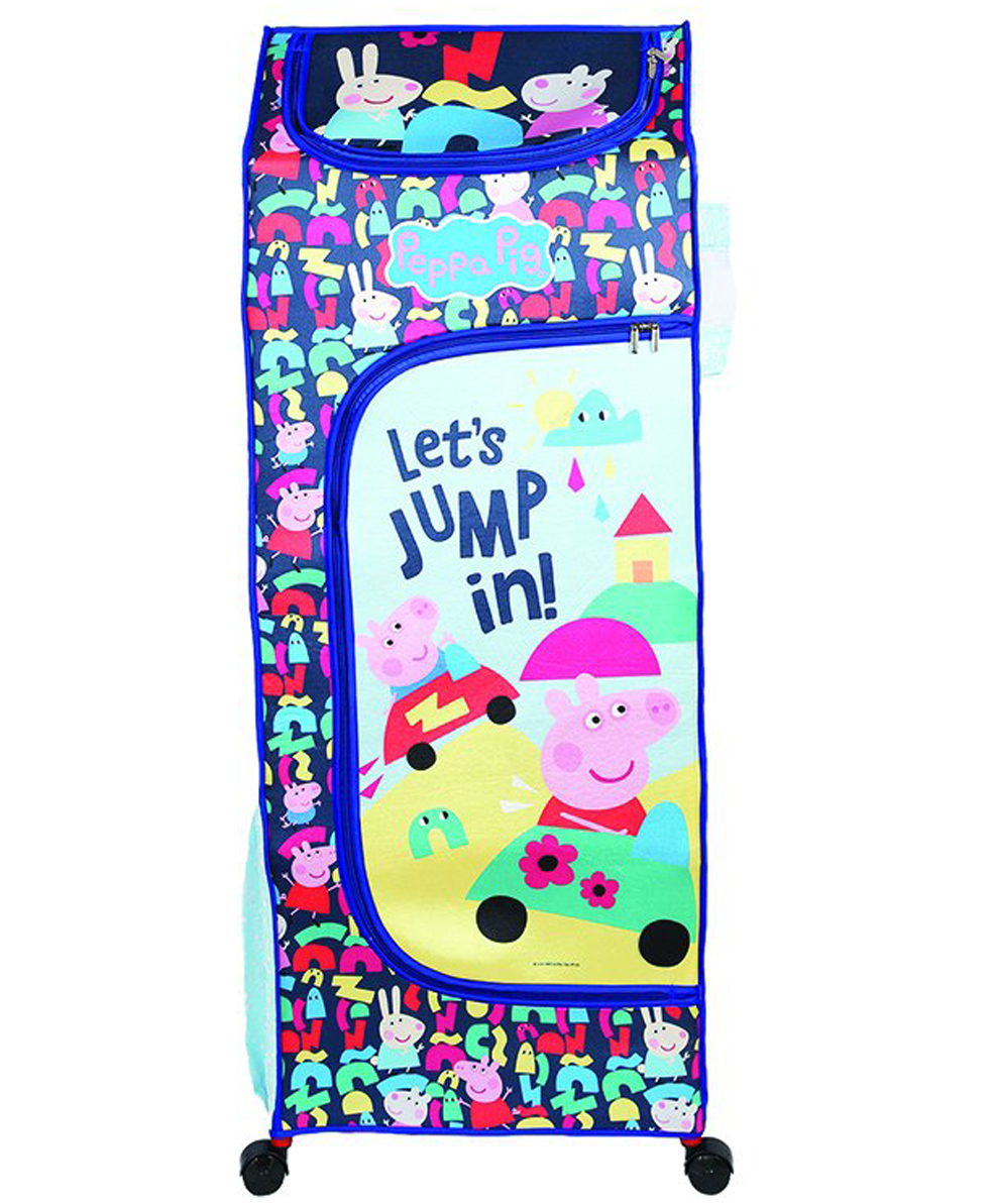 Kudos Kids Peppa Pig Blue Plastic Wardrobe Rack with Removable Fabric Cover | 4-Shelf Baby Clothes & Toy Organizer | Lightweight Kids Plastic Almirah Storage Cabinet-image-4