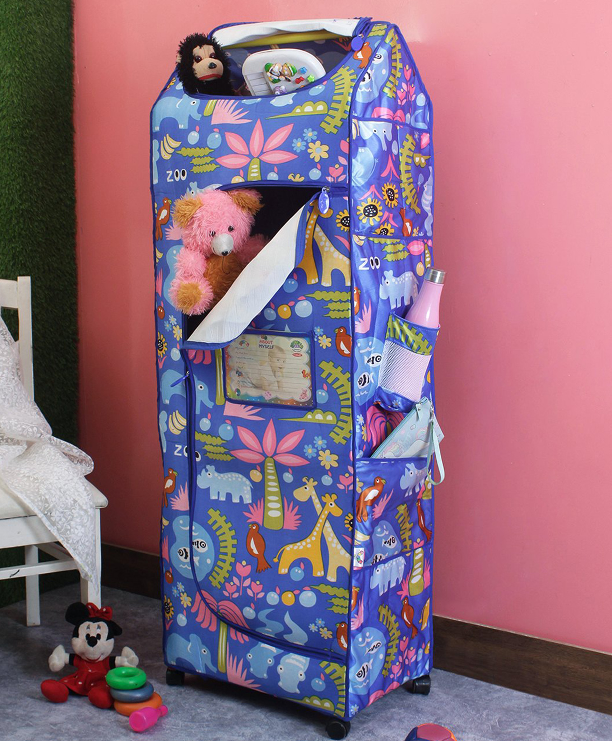 Kudos Wonder Toy Box Jungle New Blue Collapsible Wardrobe-image-8
