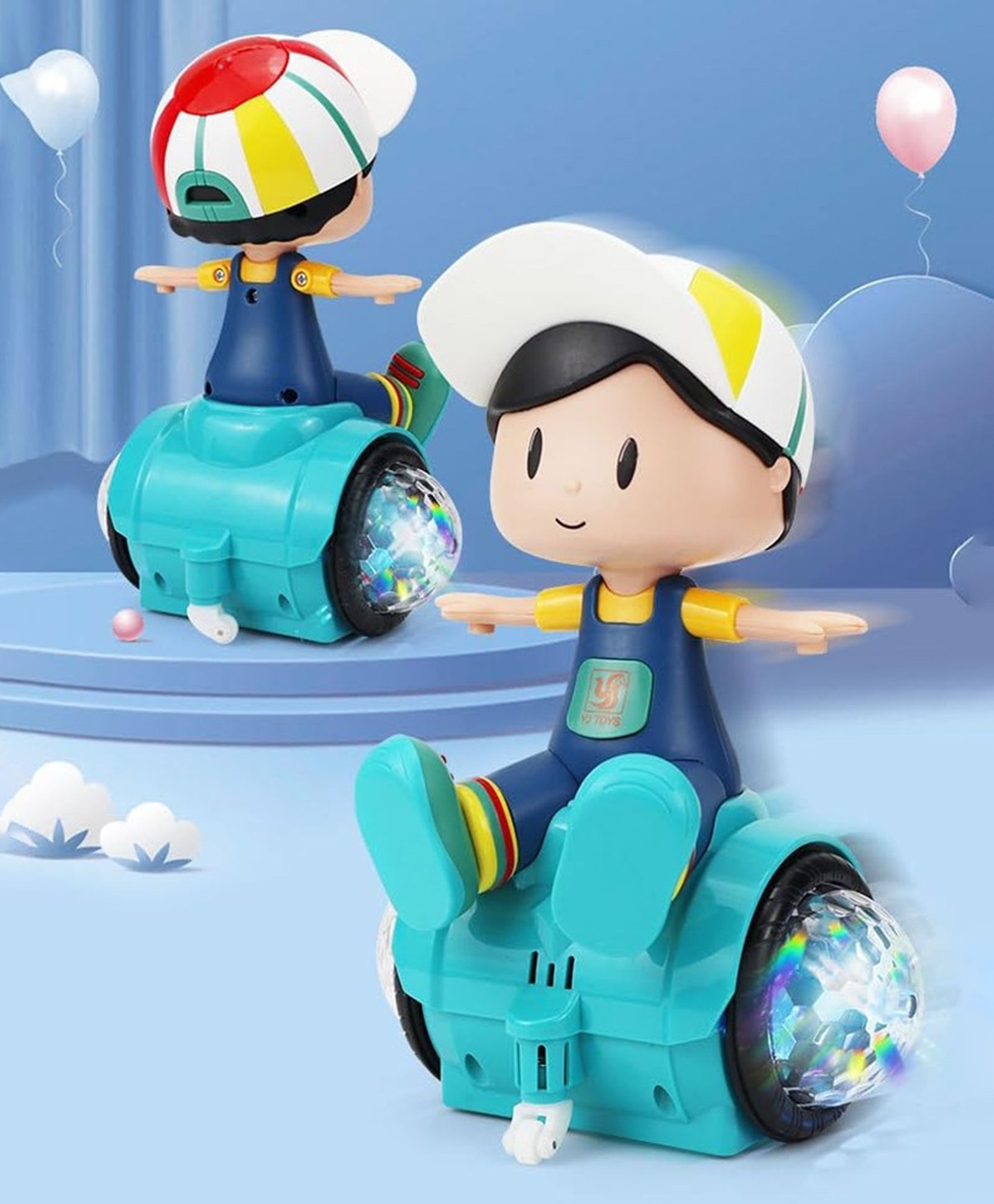 Sanjary Musical Balancing Boy Scooter Toy with Rotating LED Light Wheel, Automatic Movement, Sound Effects, Fun Educational Gift for Kids color design may vary-image-7