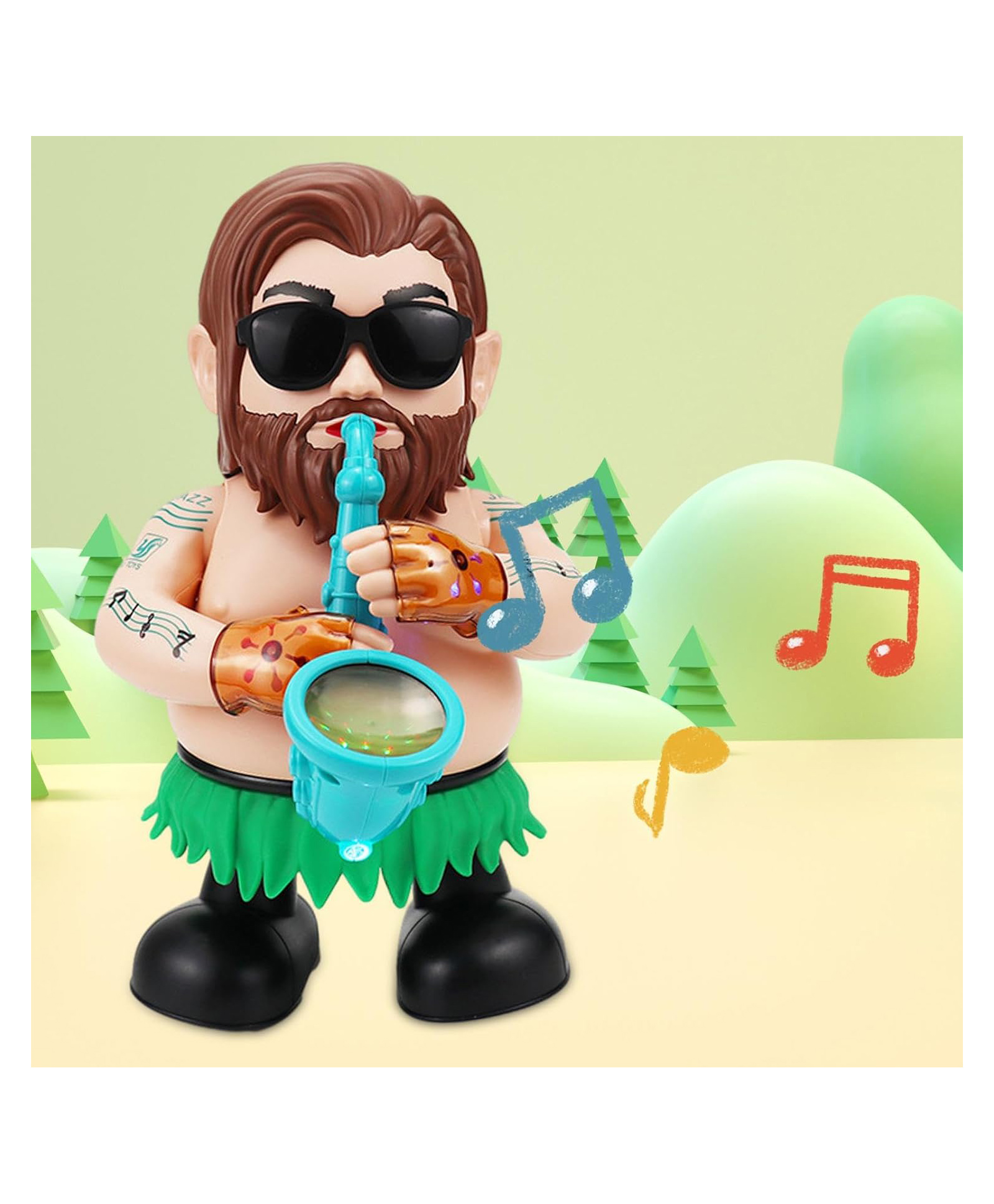 Sanjary Dancing Musician Saxophone Toy with Lights Sound Funny Bearded Character Interactive Musical Toy for Kids Gifts Birthday Party Learning Fun color design may vary-image-14