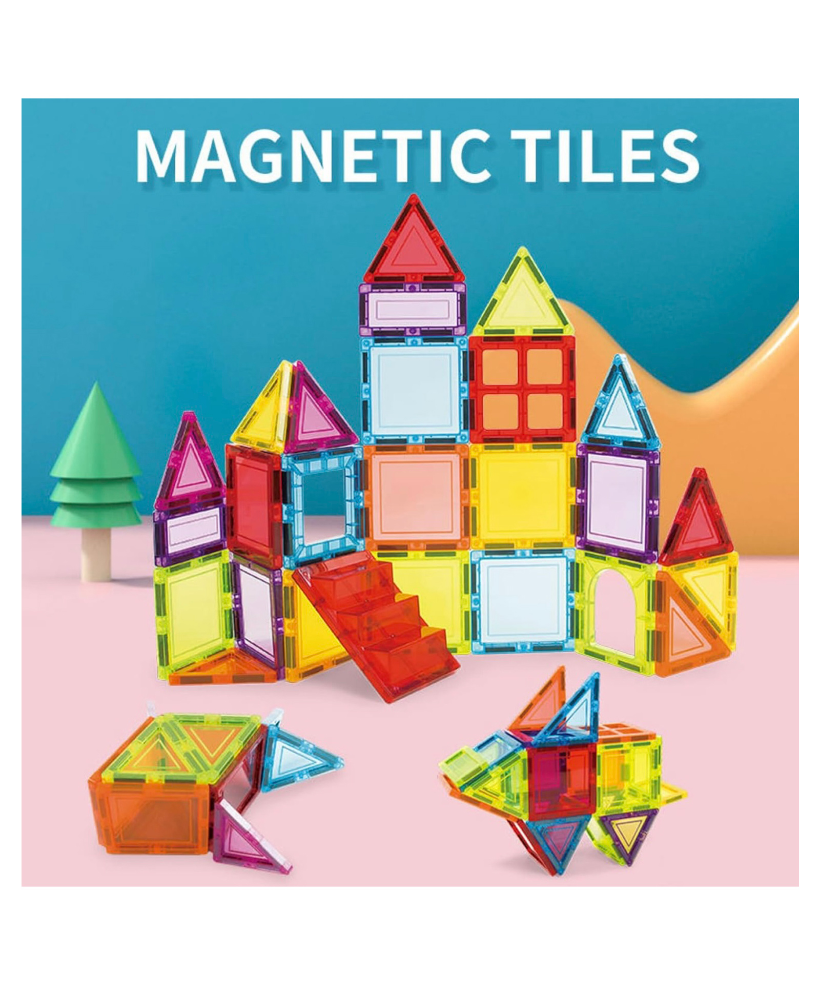 ARCADE TOYS Magnetic Tiles for Kid, Magnetic Building Blocks for Kids Educational Learning Toys for Magnetic Toys for Kids, Learning Educational Brain Toys - 26 Pcs Multicolour-image-48