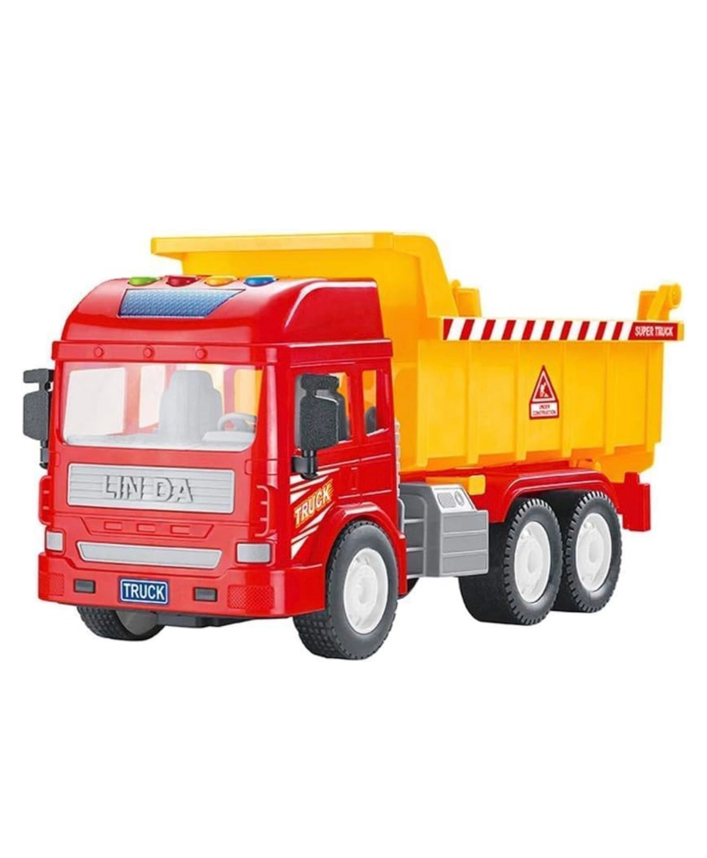 ARCADE TOYS Unbreakable Pull Back Vehicles Construction Truck, Car Friction Super Dumper Trucks for Light & Sound Toy for Kids-Multicolor-picture-11