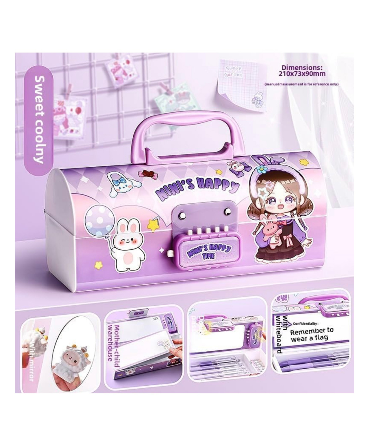 ARCADE TOYS Nini's Happy Time Multi-Functional Pencil Box with Double Password Lock, Stationary Organizer Case, Suitcase Style Pencil Case for Boys & Girls Return Gift for Kids (Colour may vary)-image-24