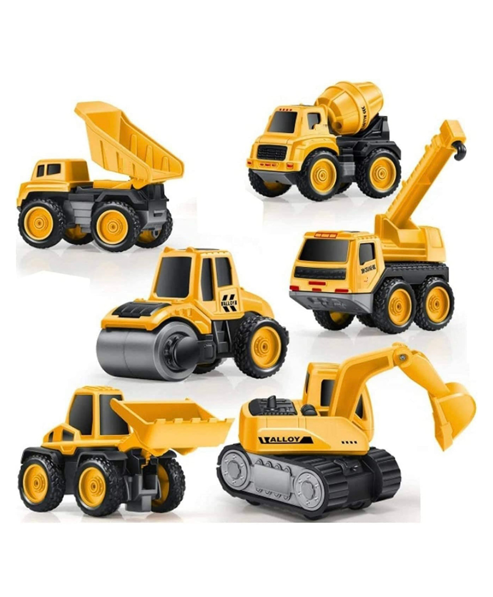 ARCADE TOYS Mini Construction Trucks, Construction Vehicles Site for Kids Engineering Toys Playset, Excavator, Bulldozer, Forklift, Dump Truck, 6 pices (Multicolour)-picture-41