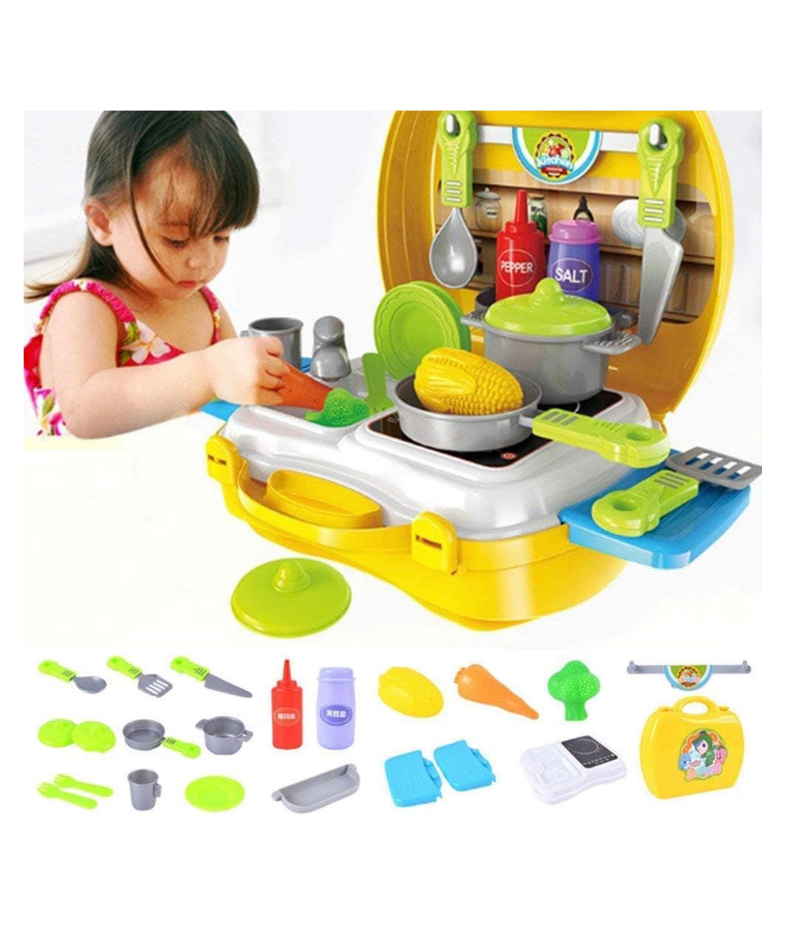 ARCADE TOYS Kitchen Cooking Set With Carry Case Pack Of 26 - Yellow-picture-39