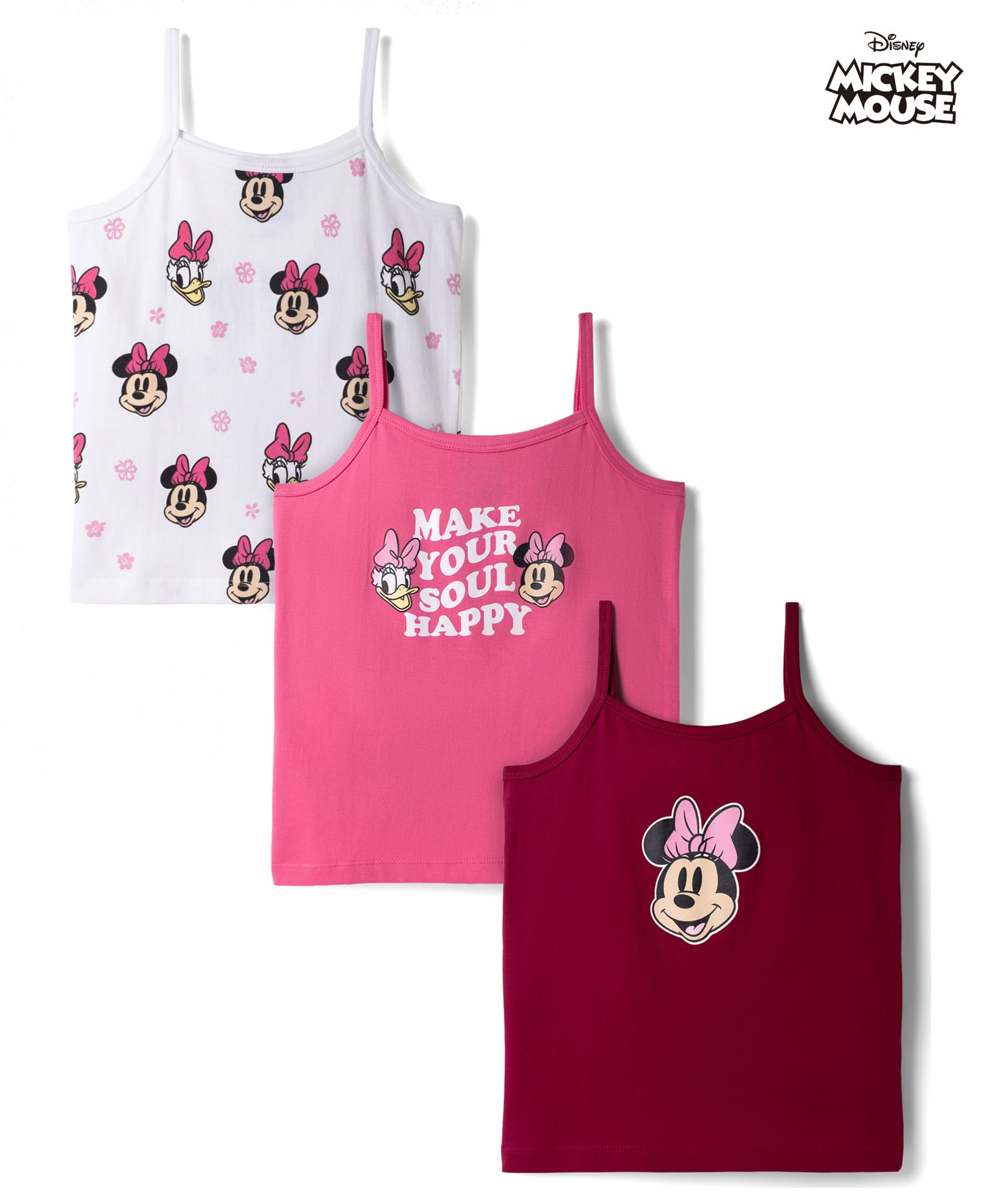 Pine Kids Disney 100% Cotton Knit Sleeveless Slips With Minnie & Friends Graphic - Multicolour-picture-26