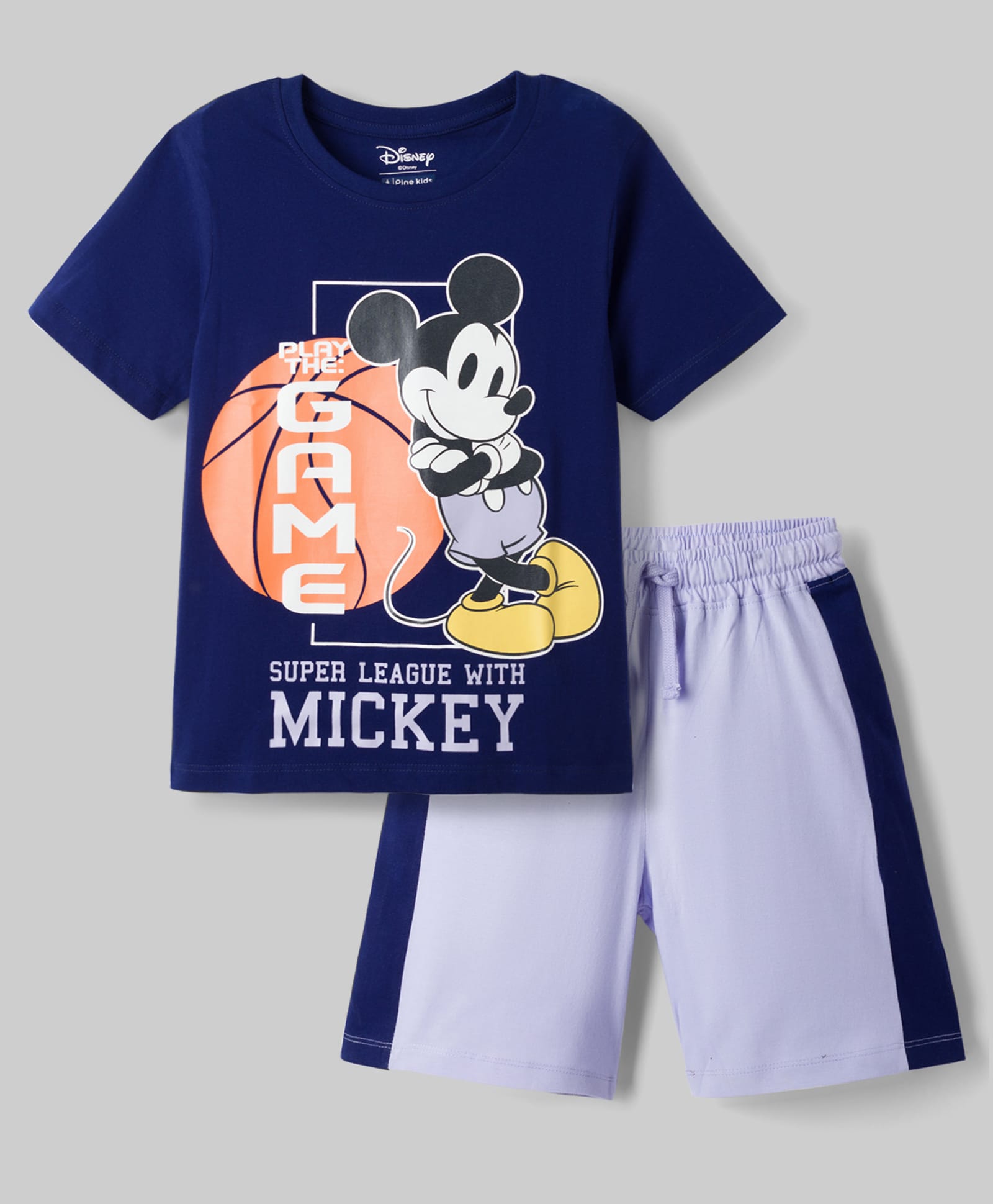 Pine Kids Disney Single Jersey Knit Half Sleeves T-Shirt & Shorts Night Suit With Mickey Mouse Graphics - Multicolor-picture-23