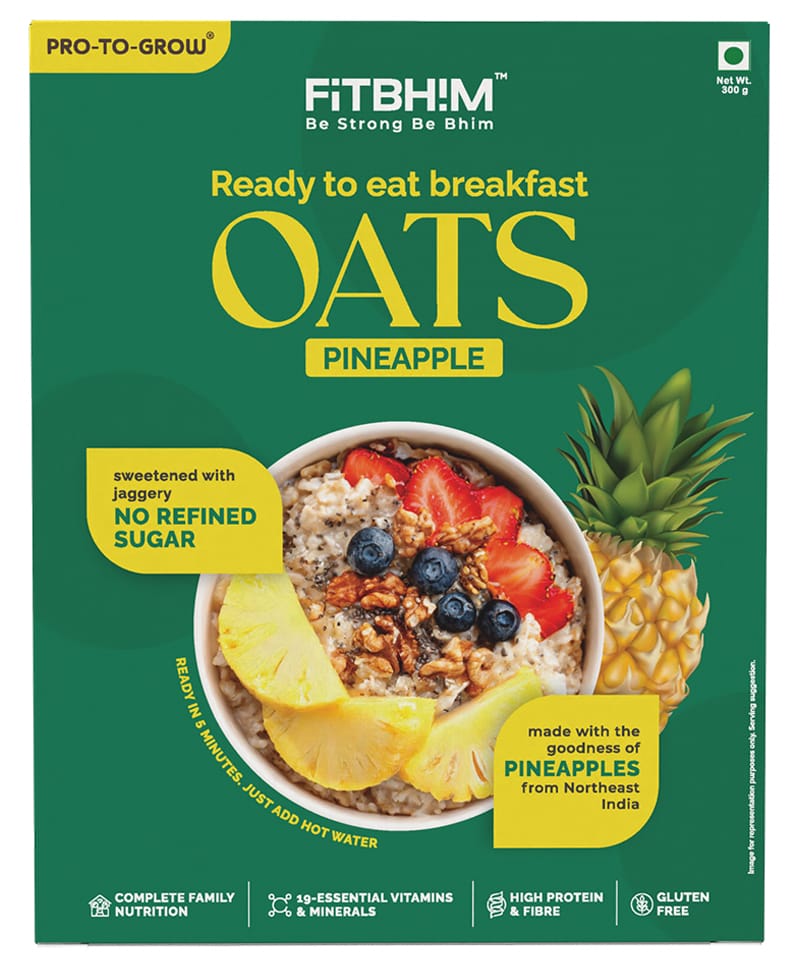 PRO-TO-GROW Fitbhim Ready to Eat Pineapple Oats for Breakfast 300g (Box) | Enriched with Real Pineapples & Jaggery for 3+ Years |High Protein & Fibre,Gluten Free,No Refined Sugar,19 Vitamins & Mineral-image-41
