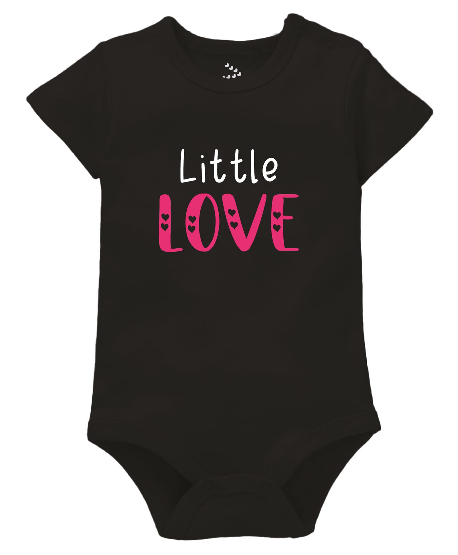 Zeezeezoo 100% Cotton Knit Valentine Theme Half Sleeves Little Love Text Printed Onesie - Black-picture-0