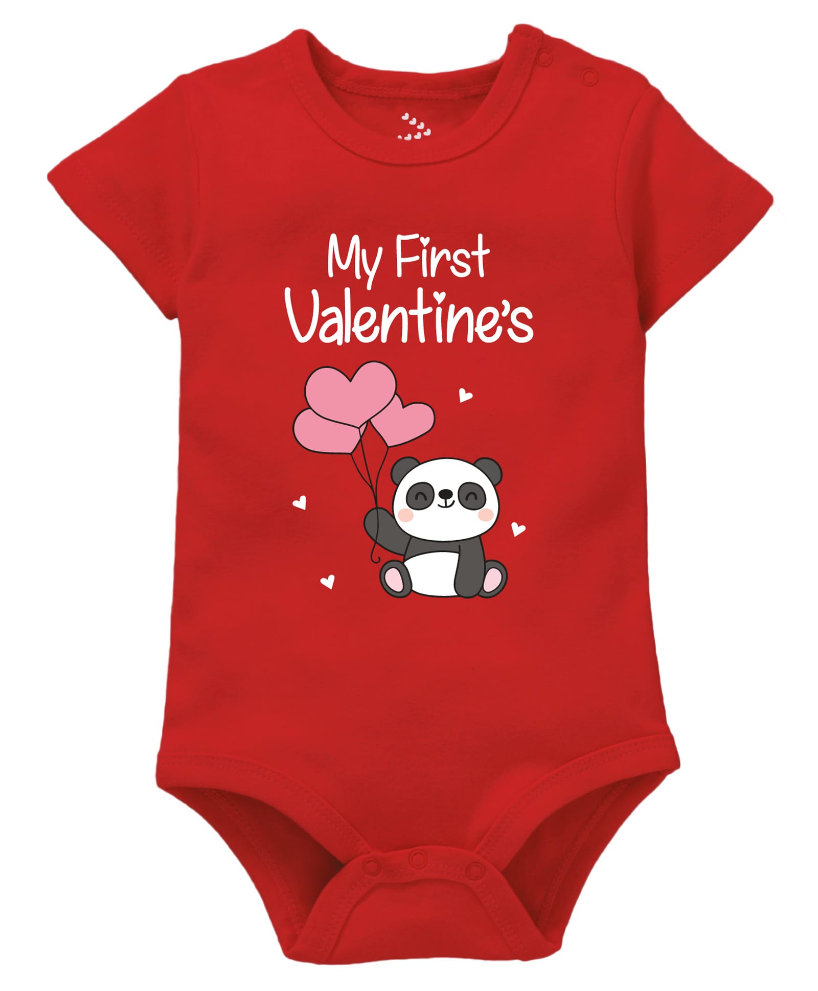 Zeezeezoo 100% Cotton Knit Valentine Theme Half Sleeves My First Valentines Text Printed Onesie - Red-picture-9