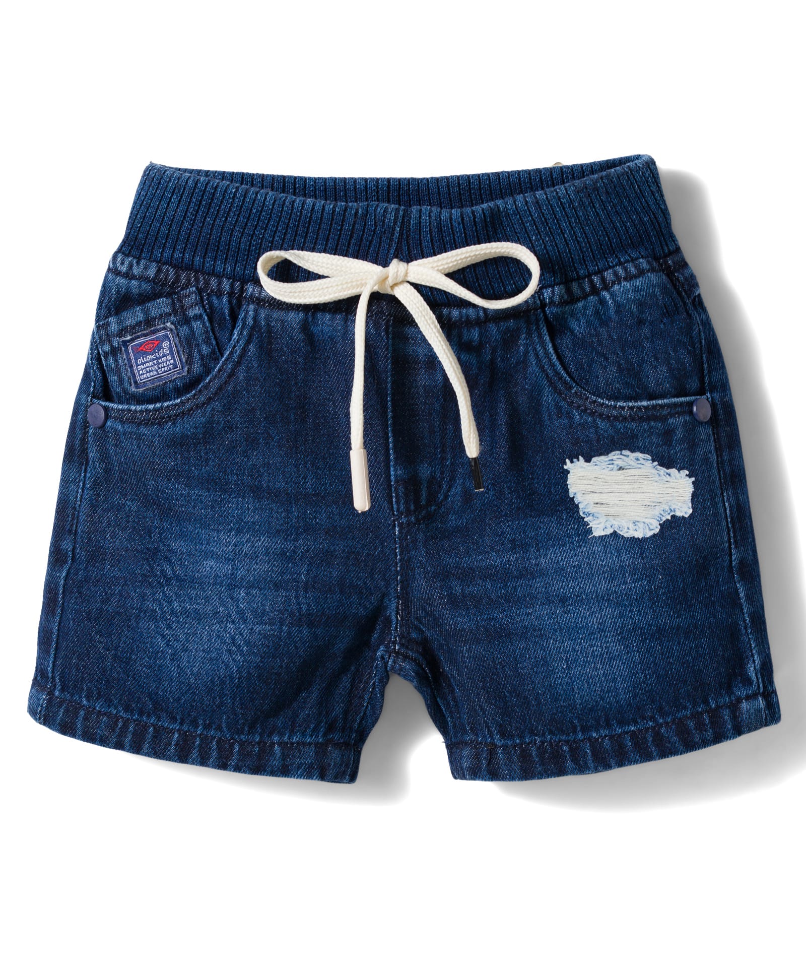 Olio Kids Denim Woven Above Knee Length Distressed Shorts - Navy Blue-image-33