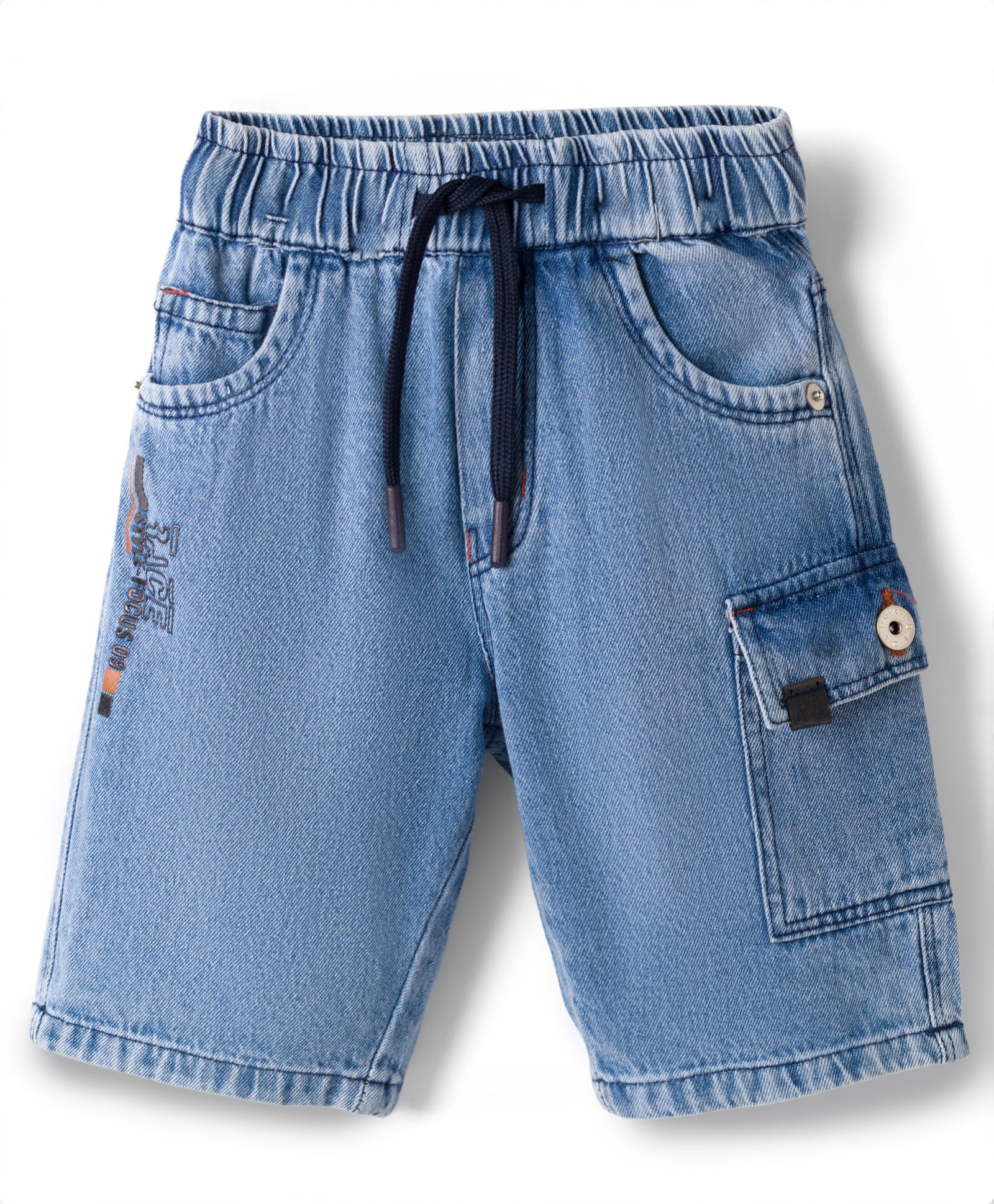 Olio Kids Denim Woven Above Knee Length Shorts With Print - Light Blue-picture-19
