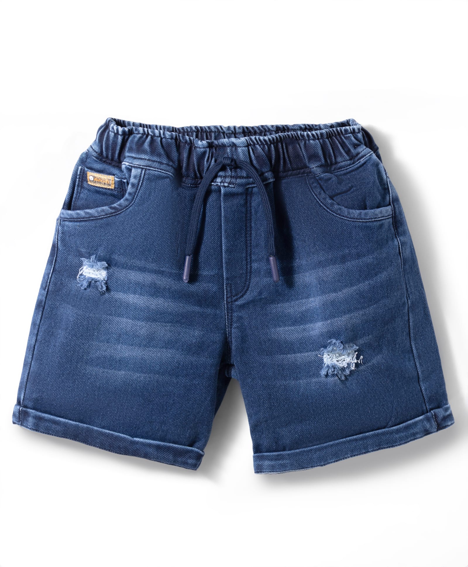Olio Kids Denim Woven Above Knee Length Distressed Shorts - Blue-picture-15