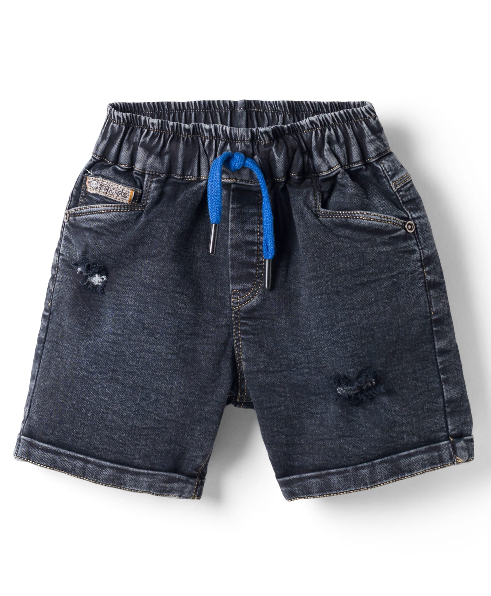 Olio Kids Denim Woven Above Knee Length Solid Color Shorts - Navy Blue-picture-10