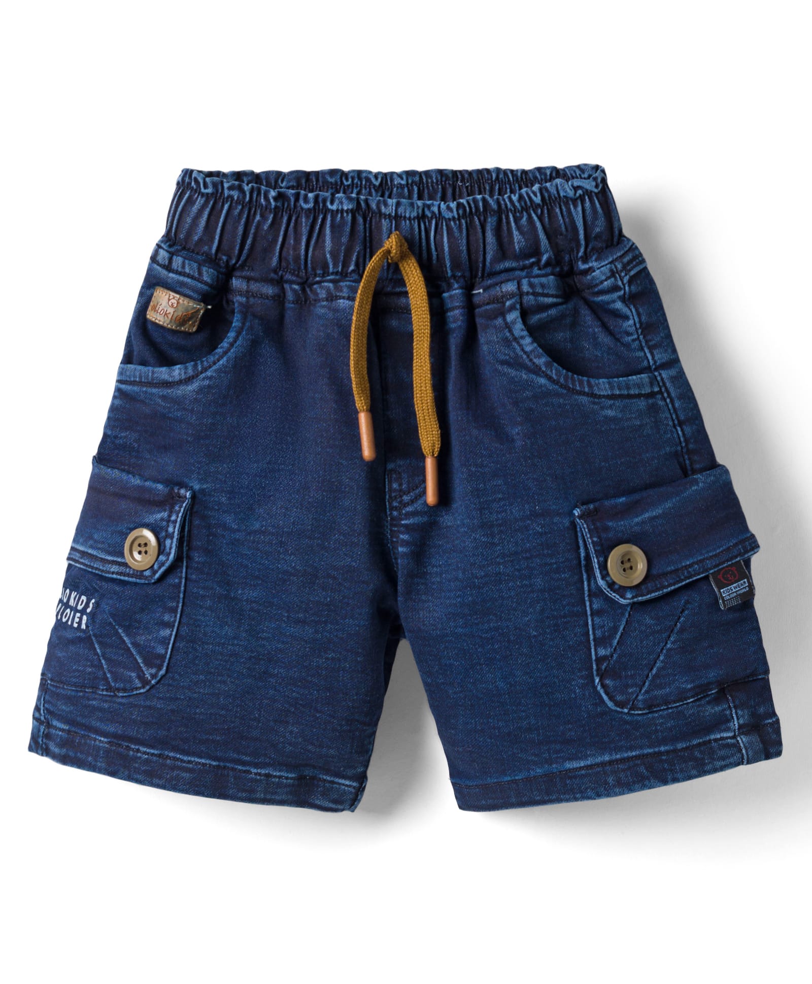 Olio Kids Denim Woven Above Knee Length Shorts with Text Print - Navy Blue-picture-20