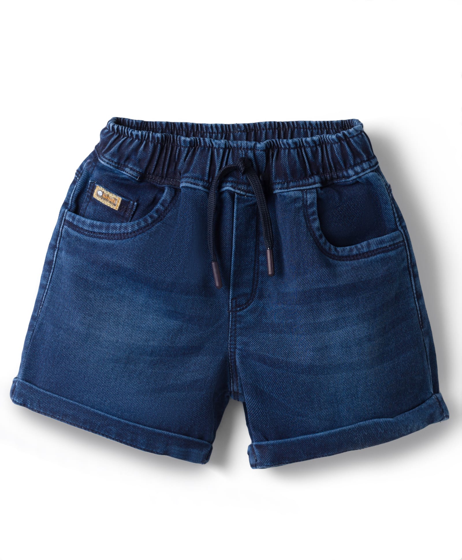 Olio Kids Denim Woven Above Knee Length Solid Shorts - Blue-picture-17