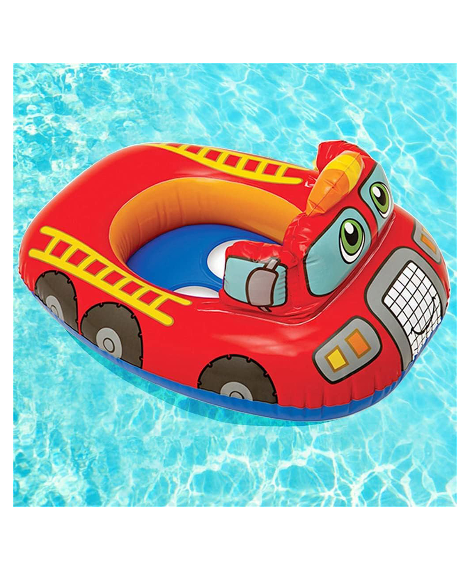 Sanjary Kids Inflatable Vehicle Pool Float Set Police Car Fire Truck Airplane Ride On Swimming Ring Toy for Toddlers color design may vary-image-23