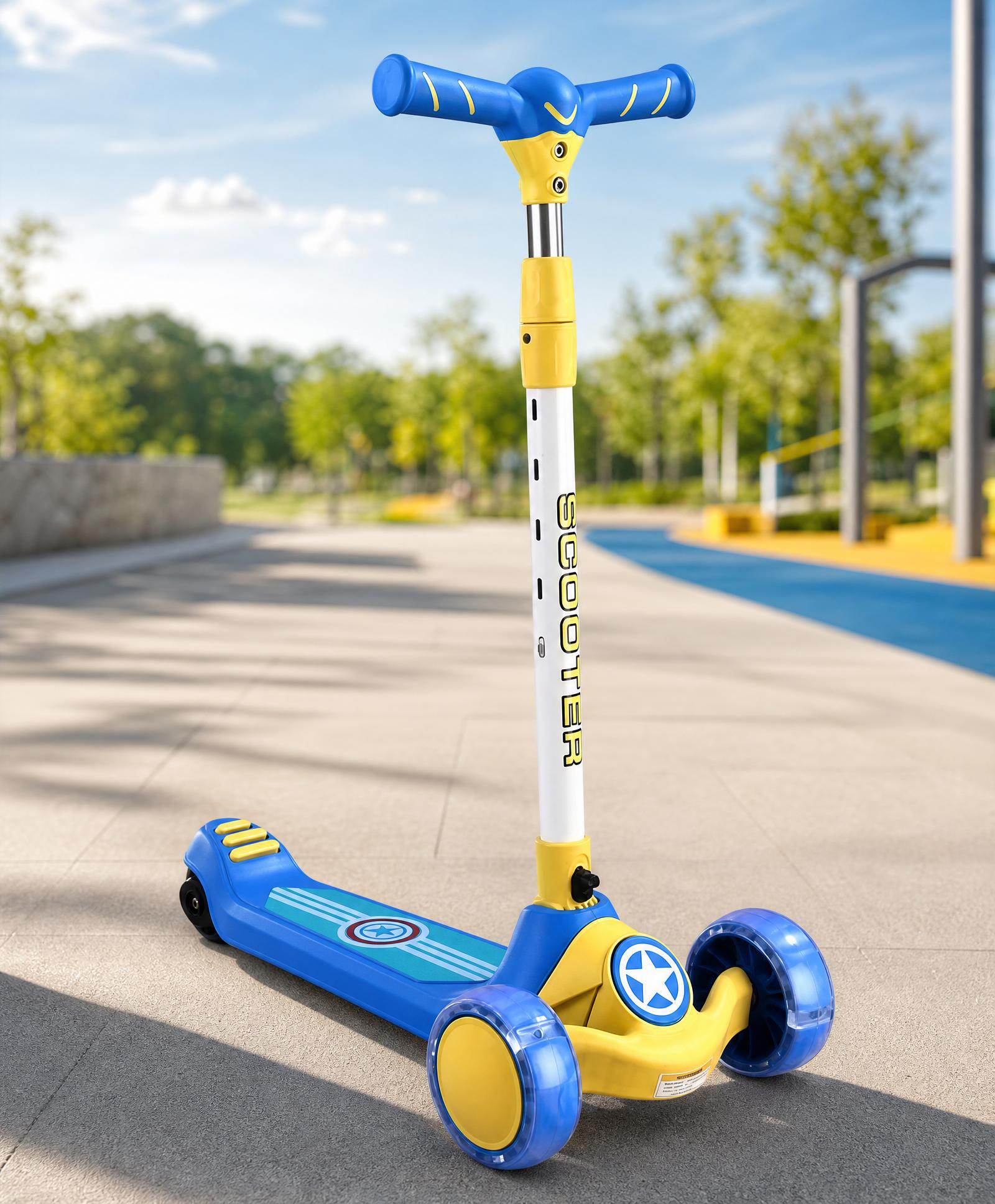 Babyhug Glider 3 Wheel Kids Kick Scooter with LED wheels - Red Blue| Adjustable Height| Weight Capacity upto 50 Kg| Toy for 2 to 12 yrs Boys&Girls| Activity Gifting Option| Compact Fold| Lean-to-Steer-image-10