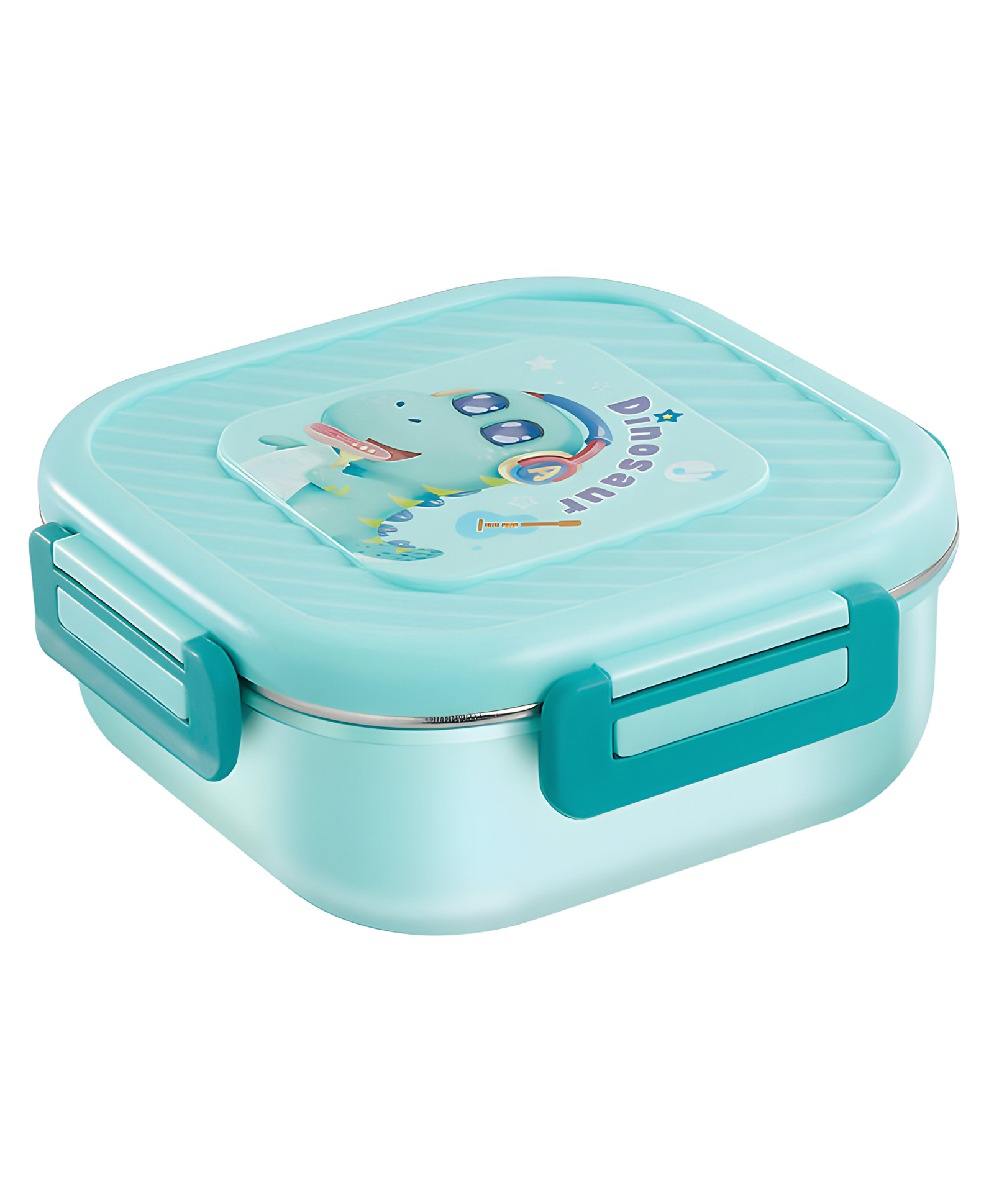 SCHOOLISH Cute cartoon-style bento box, new style, microwaveable, portable, suitable for students and office workers, thermos bottle style(1300ml)- PACK OF 1 - GREEN-picture-10