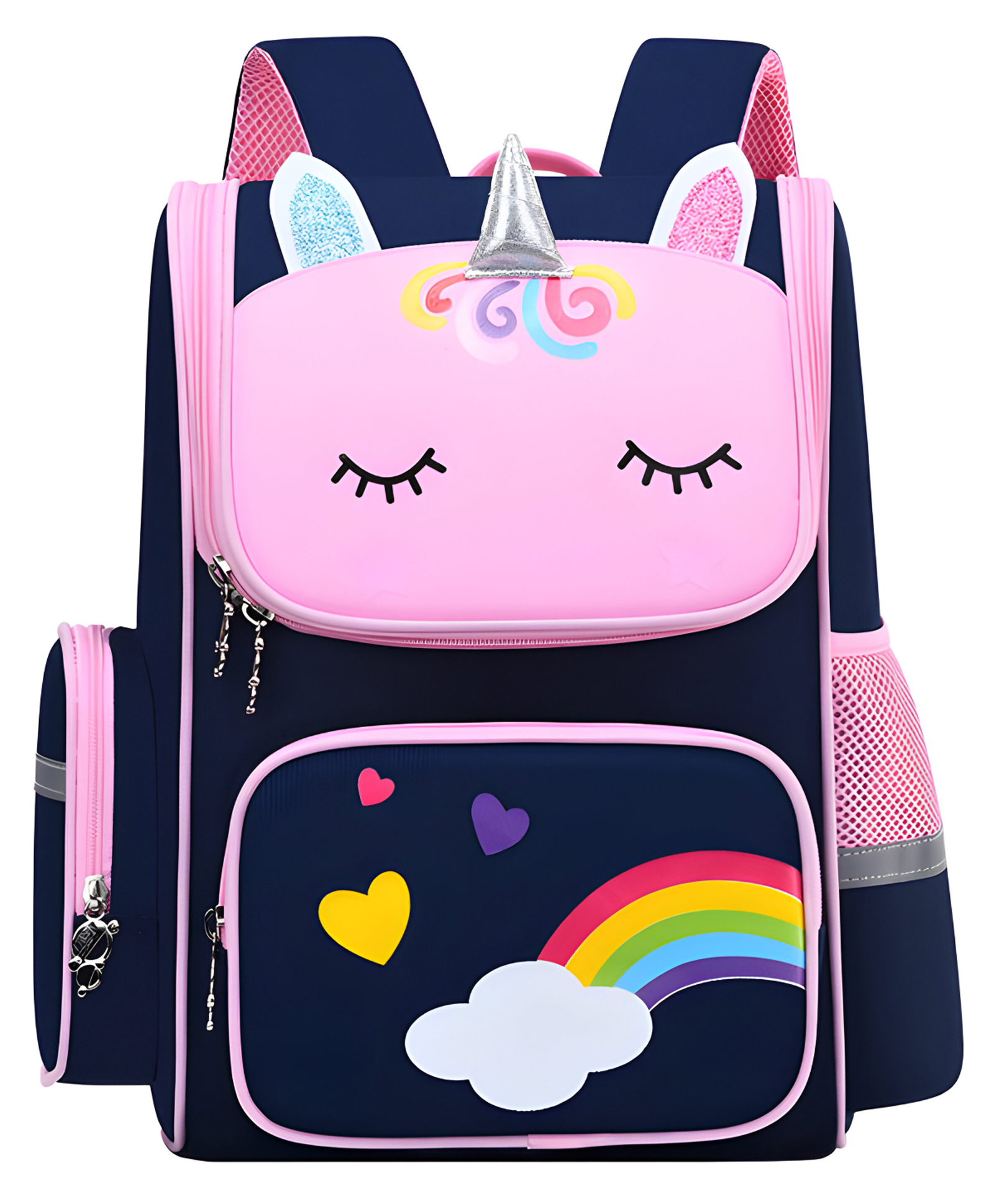 SCHOOLISH Cute animal cartoon backpack with zipper, waterproof polyester, spine protection design, suitable for girls and boys- PACK OF 1 - BLUE Height 16 Inches-picture-24