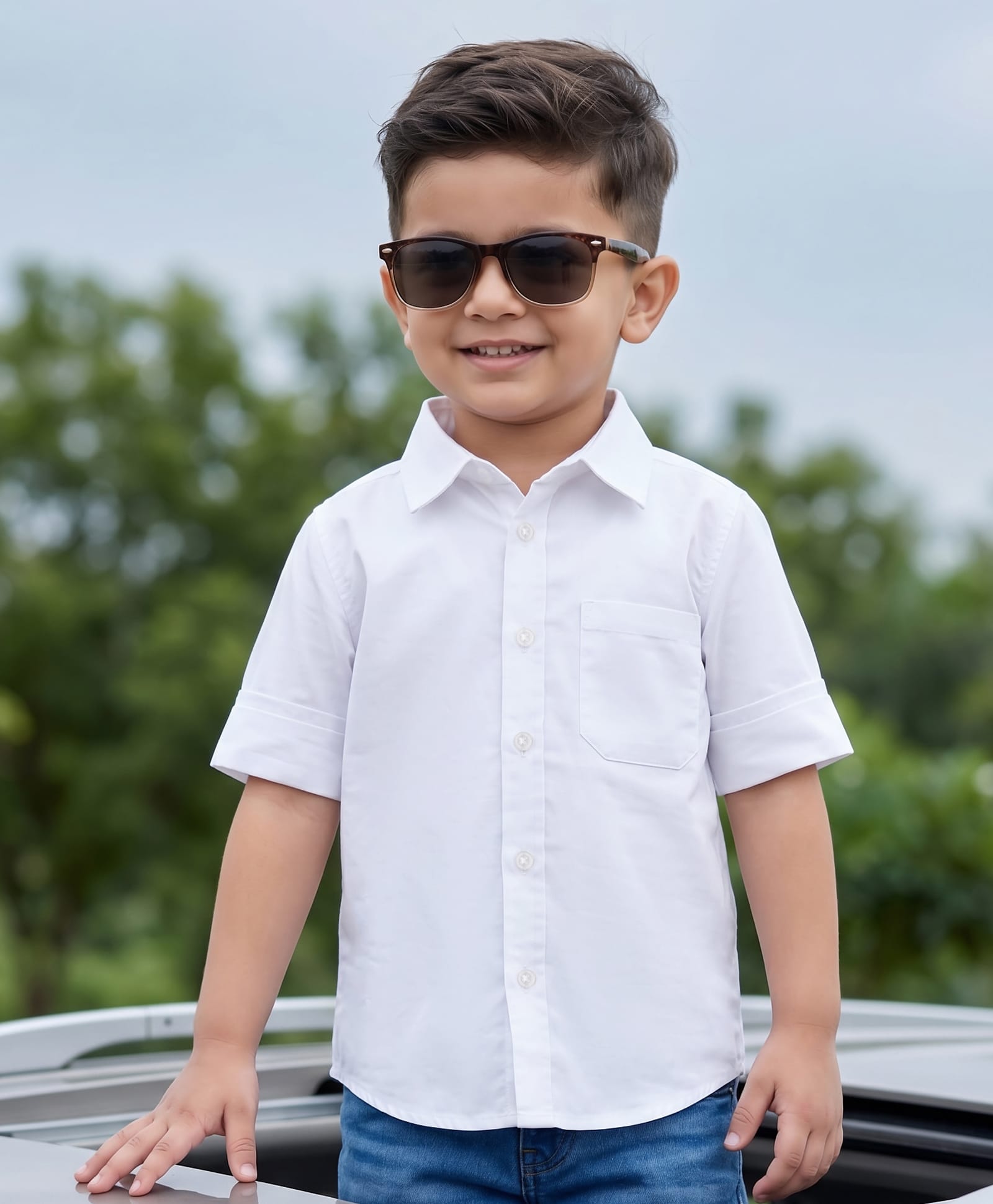 kookie kids india Kookie Kids 100% Cotton Woven Poplin Full Sleeves Solid Shirt - White-picture-25