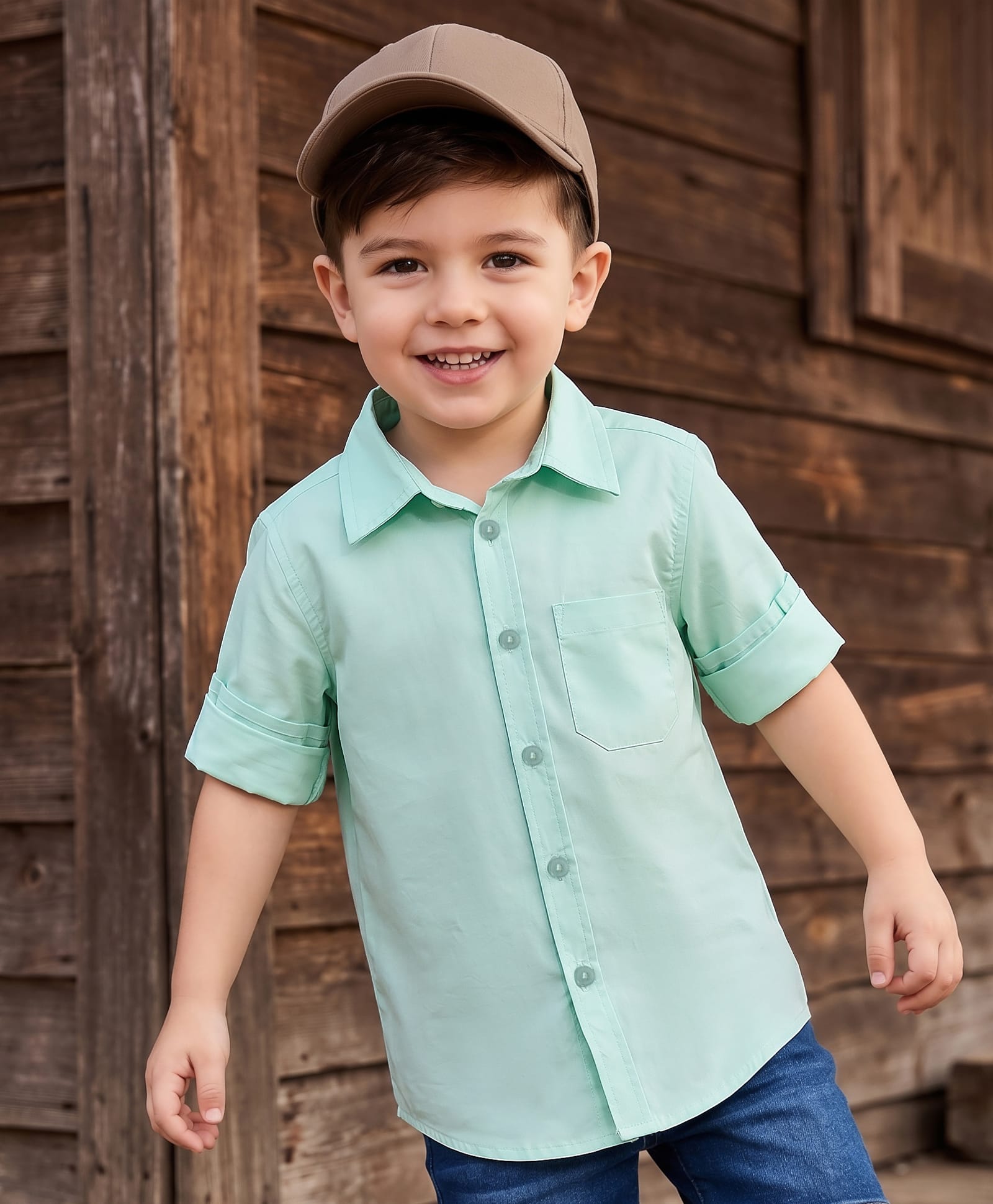 kookie kids india Kookie Kids 100% Cotton Woven Full Sleeves Solid Poplin Shirt - Light Green-picture-20