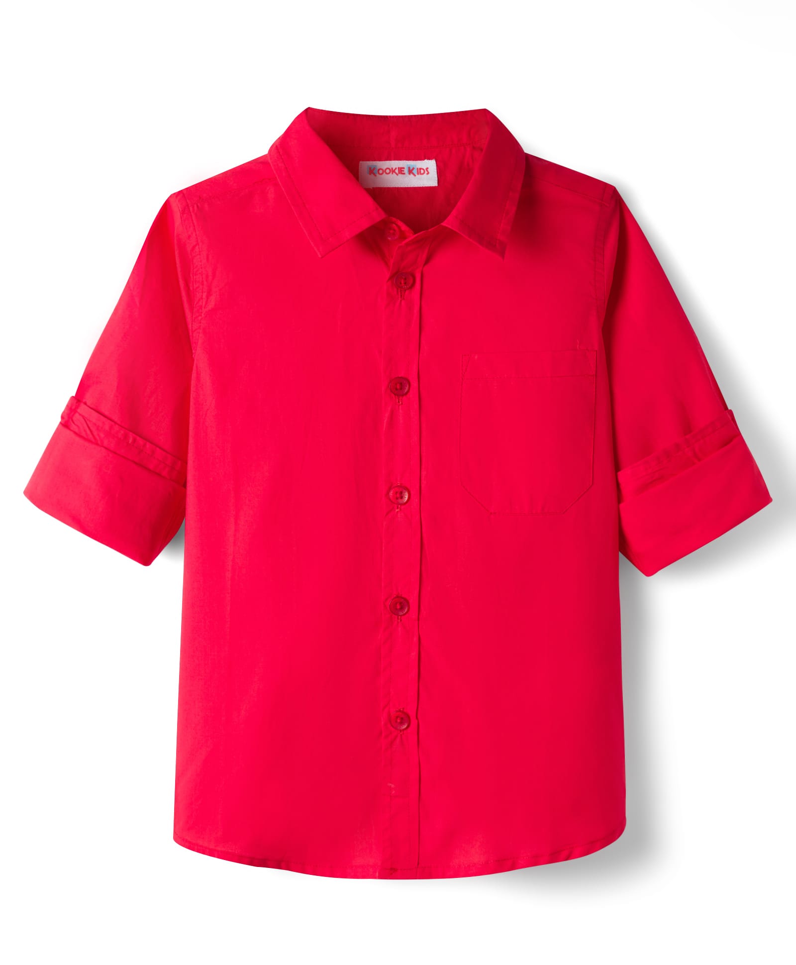 kookie kids india Kookie Kids Poplin Woven Full Sleeves Solid Color Shirt - Red-picture-22