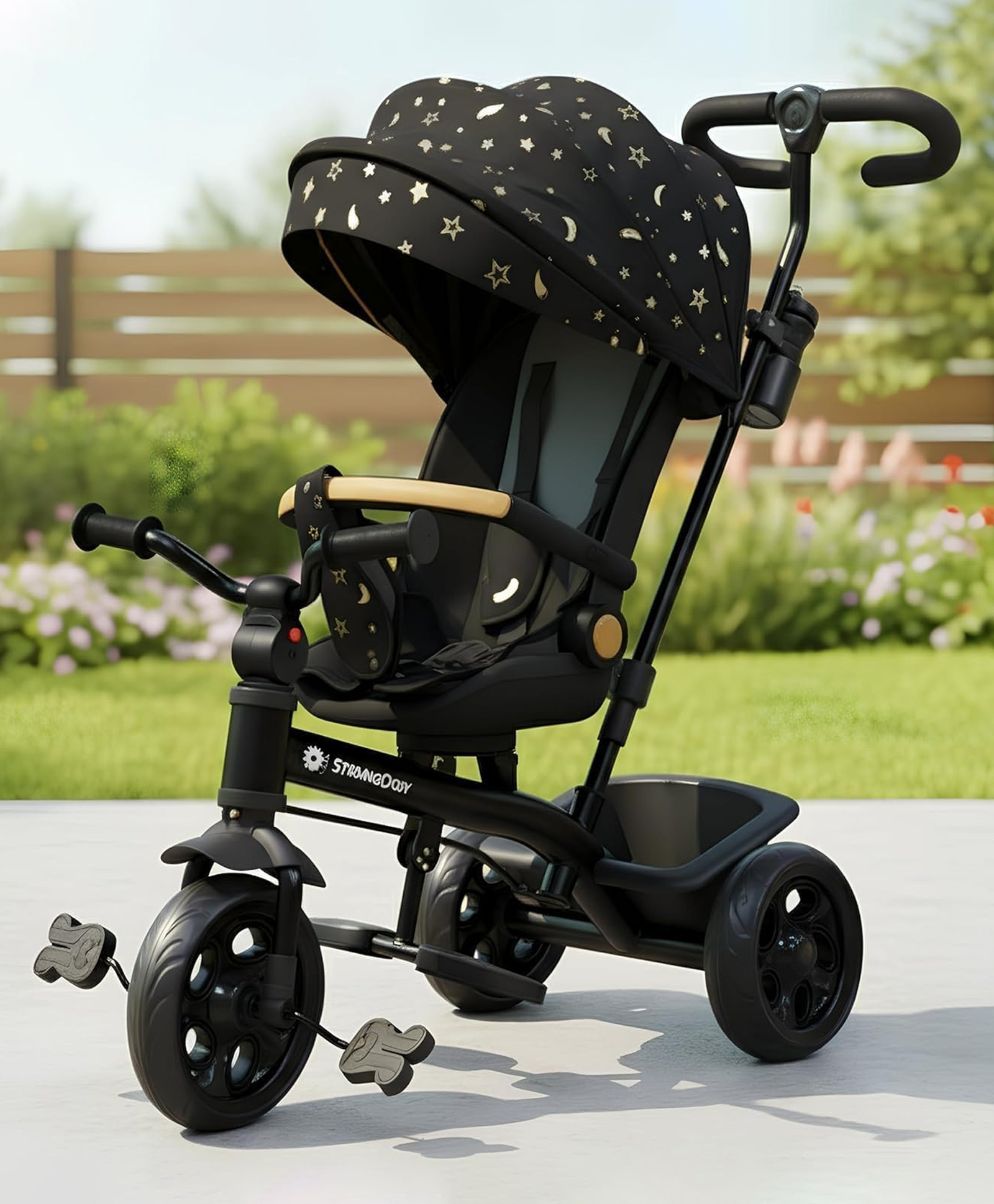 StarAndDaisy Kids Cycle for 18 months to 5 Years Boy and Girl Tricycle with EVA Wheels, Bell and Basket Baby Cycle 25 Kg Capacity 3 Point Safety Belt Black-image-8