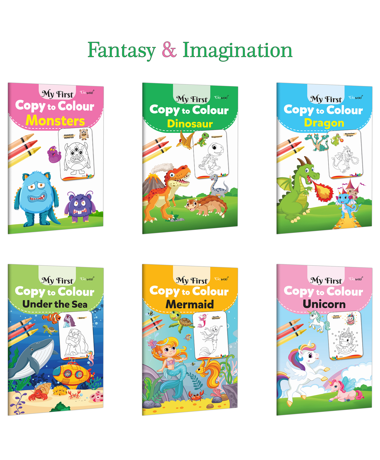 My First Copy to Colour - Monster, Dinosaur, Dragon, Under the Sea and more :- Mythical creatures colouring, Creative preschool activity, Fantasy art fun | Set of 6 Books-image-21