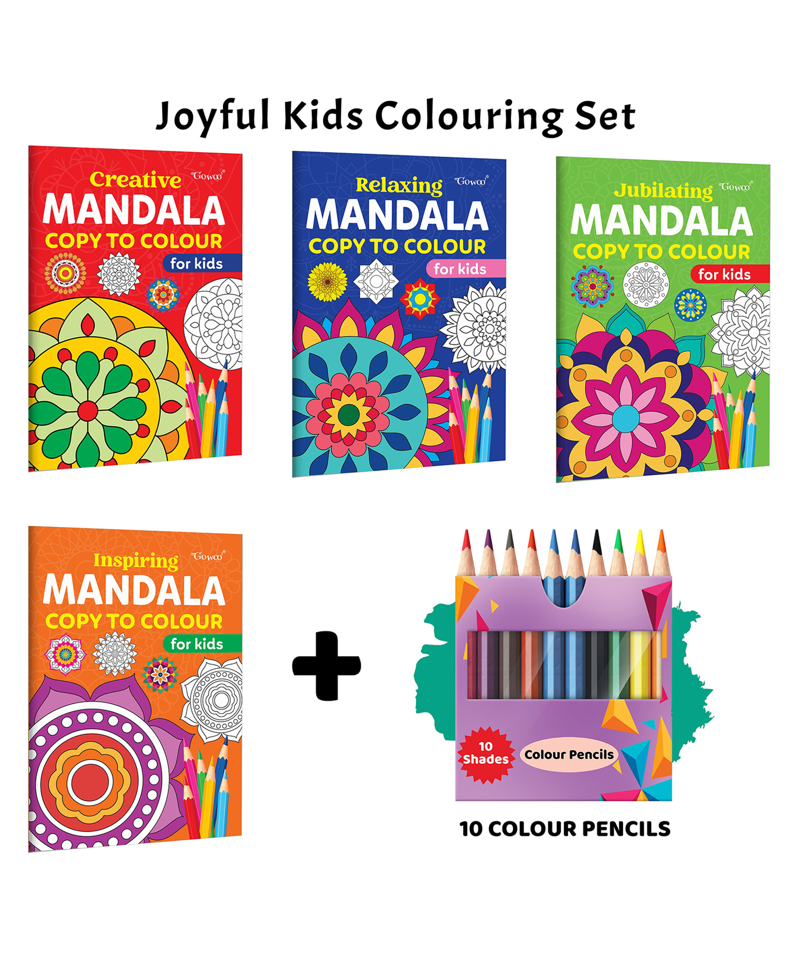 Creative, Relaxing, Jubilating - Mandala Copy to Colour for Kids and more with 10 Colour Pencils :- artistic mandala colouring book ,creative mandala art works for kids | Pack of 4 Books-image-32