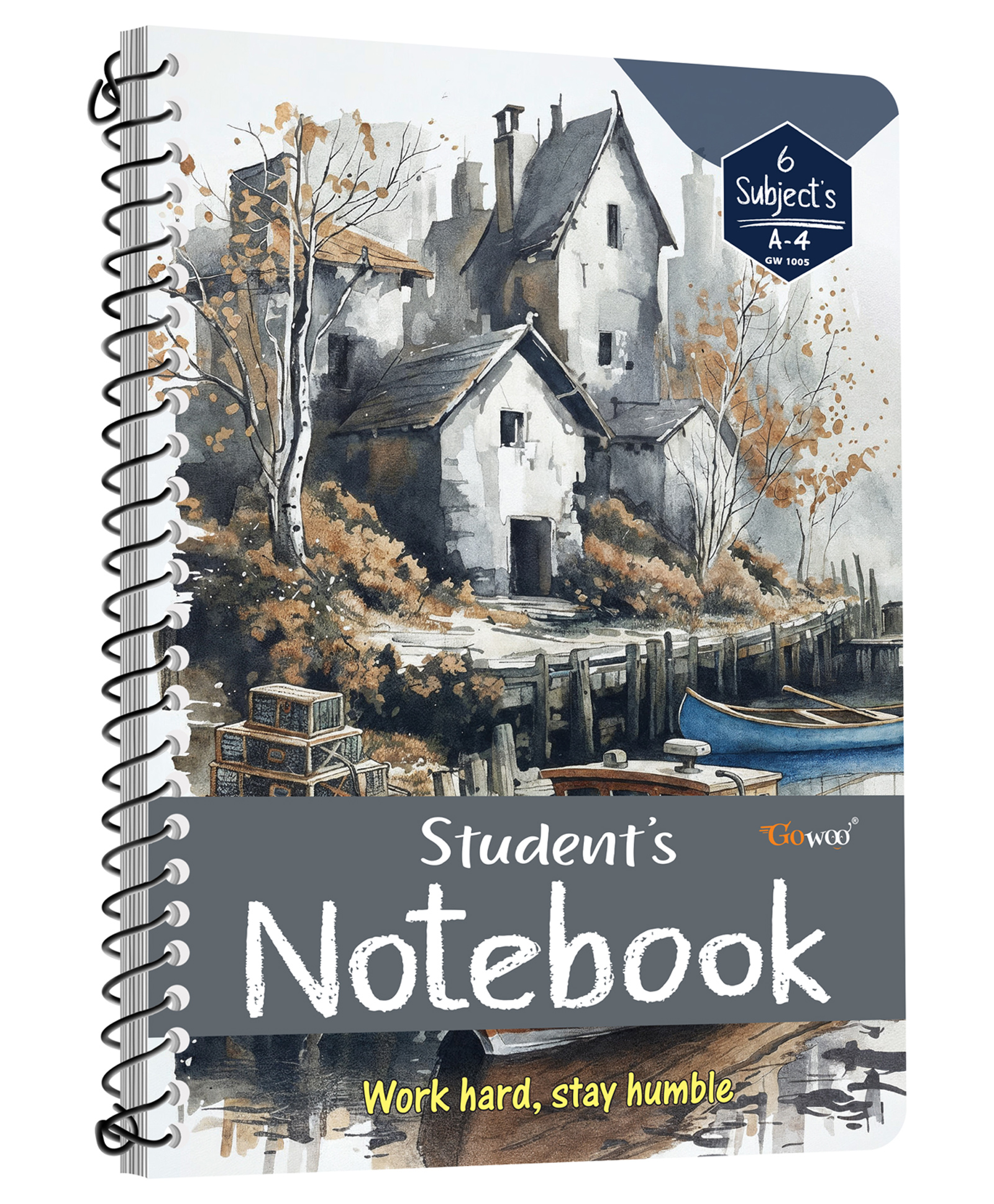 A4 Size Autumn Cottage Notebook - (Unruled) :- Unruled sketching pad, autumn cottage notebook, autumn theme notebook, vintage aesthetic notebook, spiral notebook, unruled 200 pages-image-2