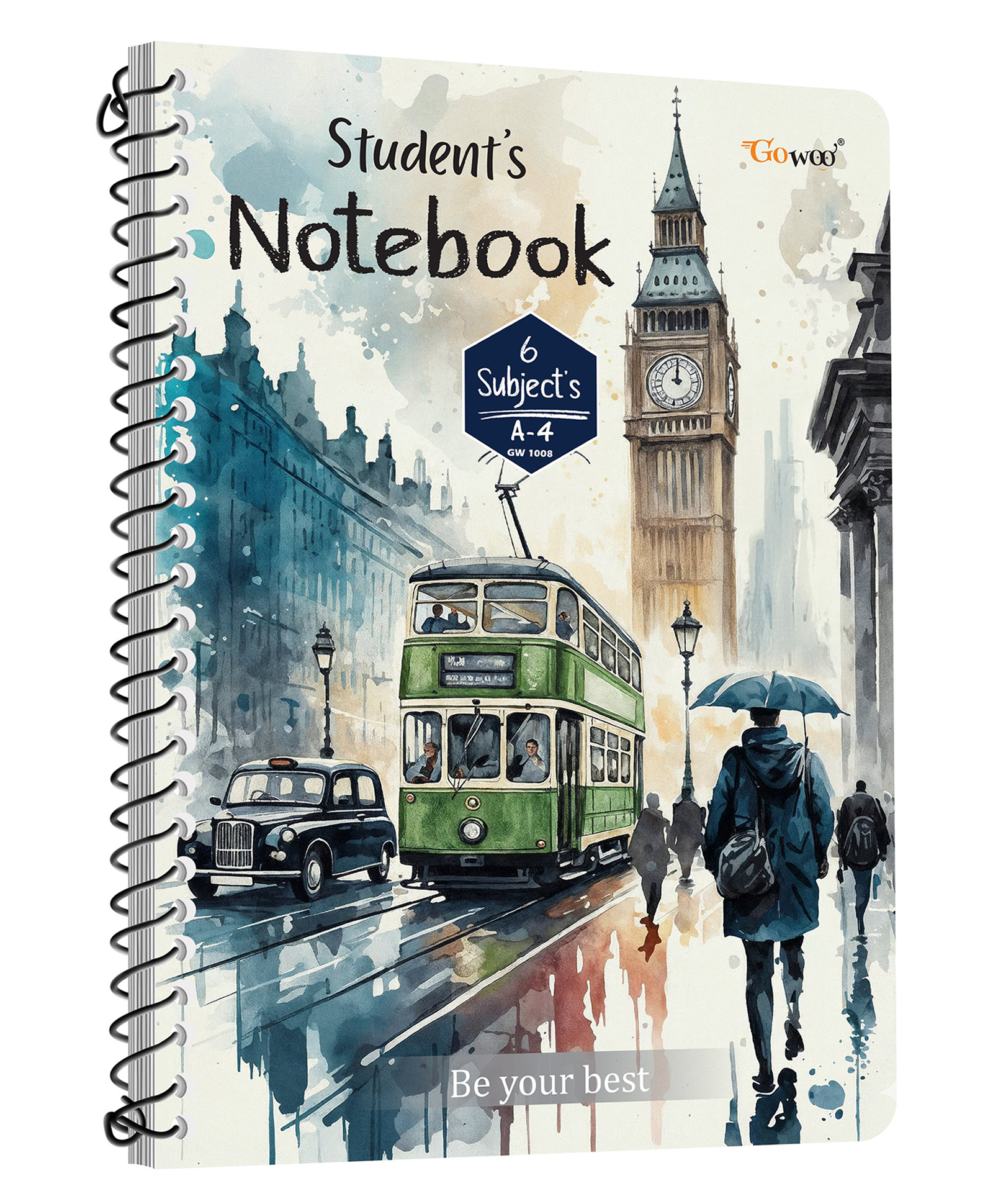 GOWOO A4 Size London Street View Spiral Notebook - (Ruled) :- London street view notebook, designer ruled notebook- 200 pages-image-9