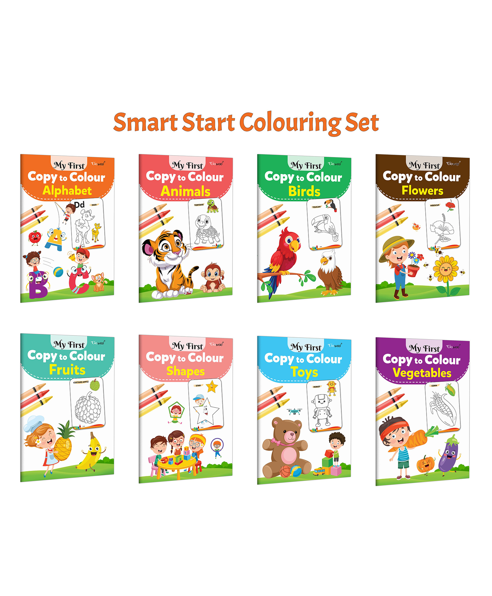 My First Copy to Colour - Alphabet, Animals, Birds, Flowers and more :- Early learning copy to colour, Creative preschool activity, Kids educational workbook | Pack of 8 Books-image-7