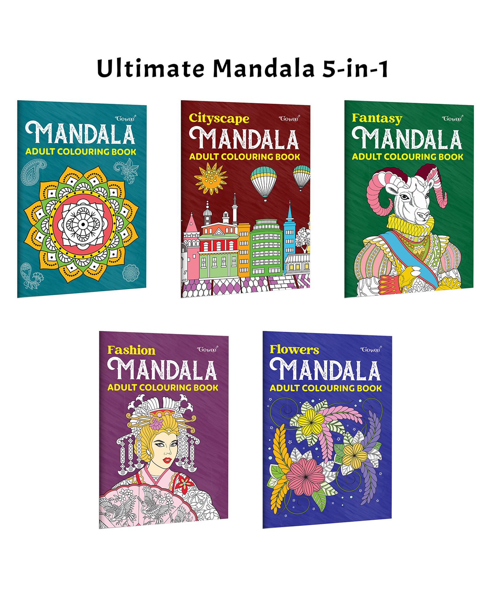 Cityscape, Fantasy, Fashion - Mandala Adult Colouring Book and more :- relaxing mandala set for adults, creative colouring book, stress-relief mandala art, mindful art collection | Pack of 5 Books-image-18