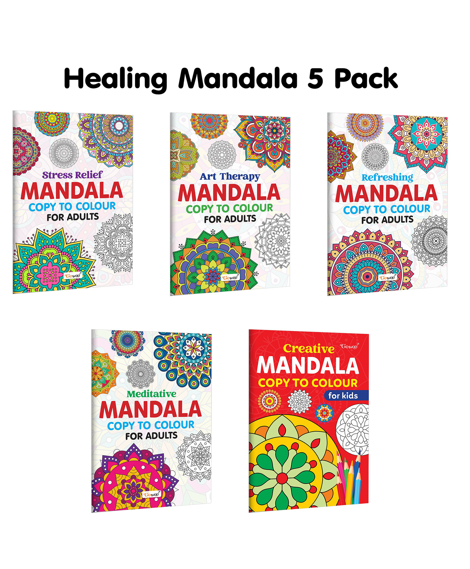 Stress Relief, Meditative, Creative - Mandala Copy to Colour for Adults & Kids and more :- Relaxing Mandala Designs for Preschool, Mandala Colouring for Stress Relief | Combo of 5 Books-image-43