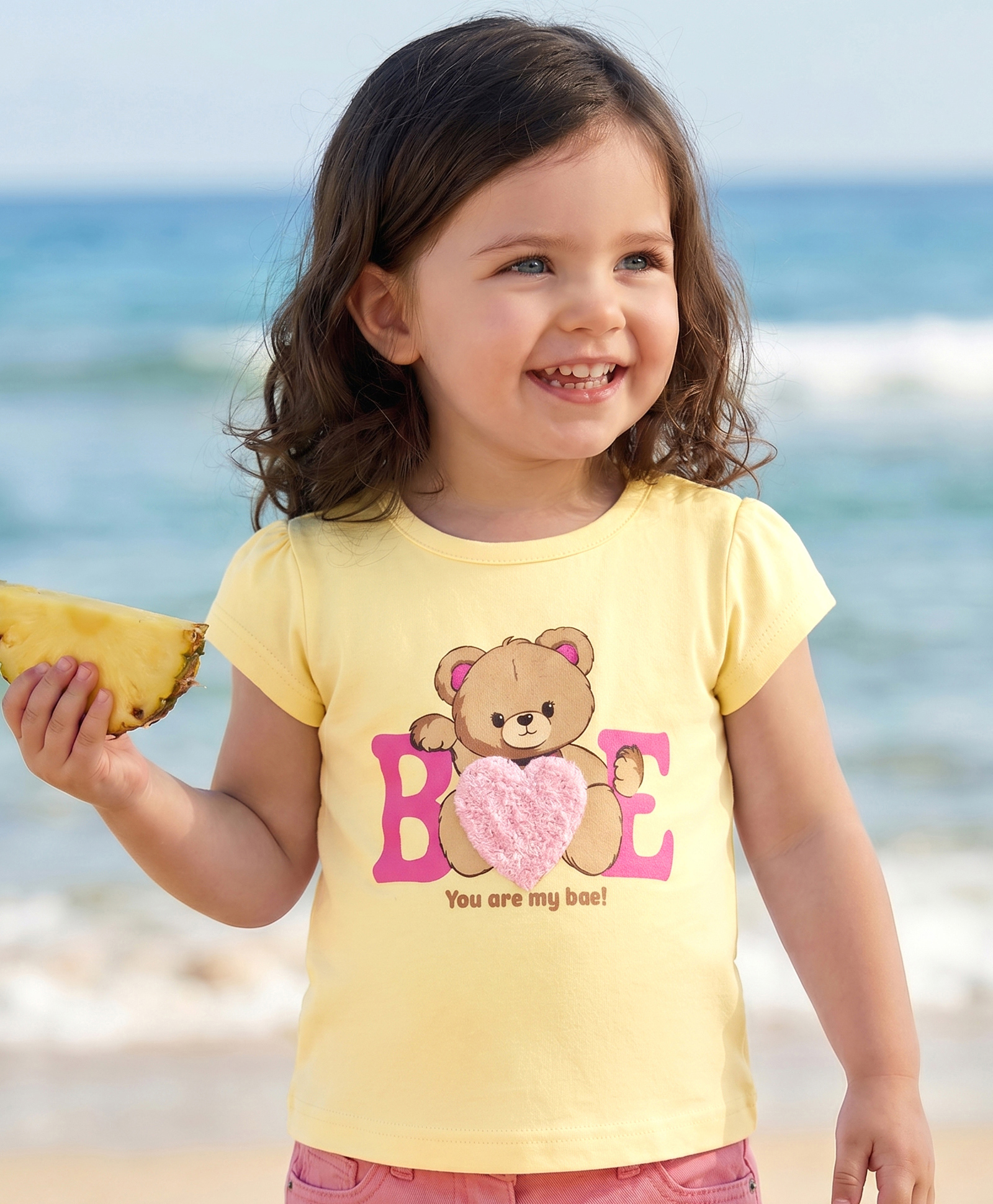 Babyoye Single Jersey Knit Half Sleeves T-Shirt With Bear Print - Yellow-picture-23