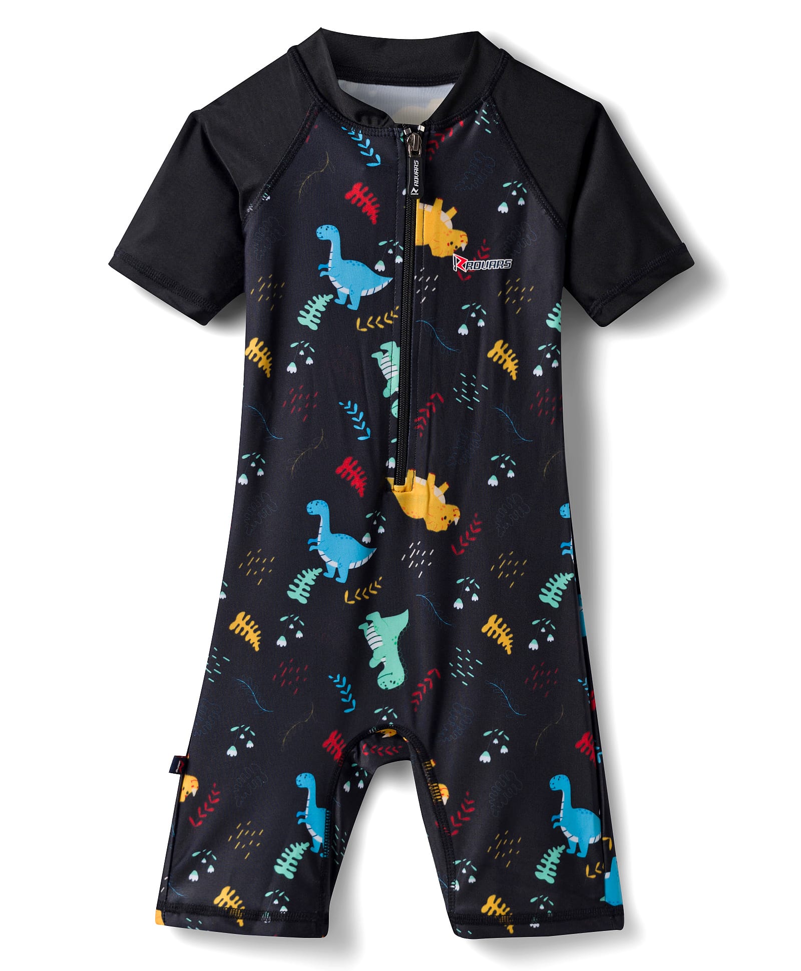 ROVARS Half Raglan Sleeves Legged Swimsuit With Dino Print - Black-image-31