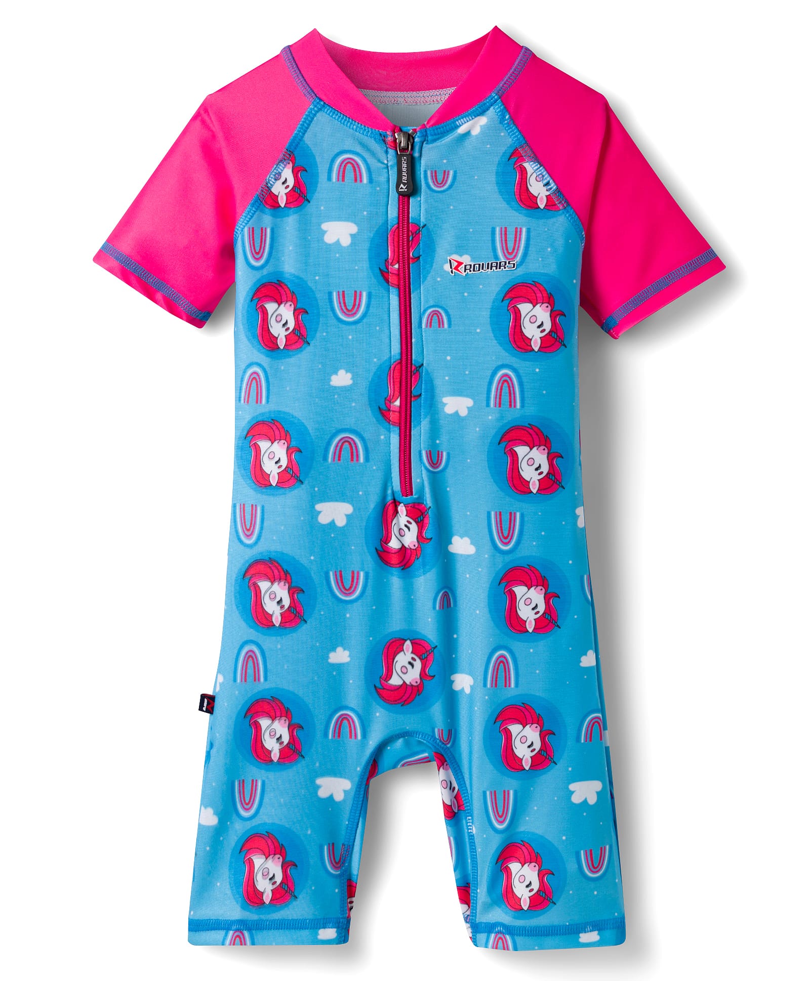 ROVARS Half Raglan Sleeves Legged Swimsuit With Unicorn Print - Light Blue-picture-5