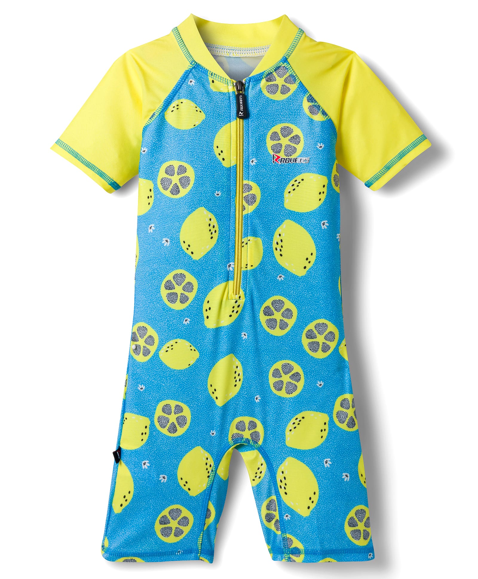 ROVARS Half Raglan Sleeves Legged Swimsuit With Lemon Print - Light Blue & Yellow-picture-23