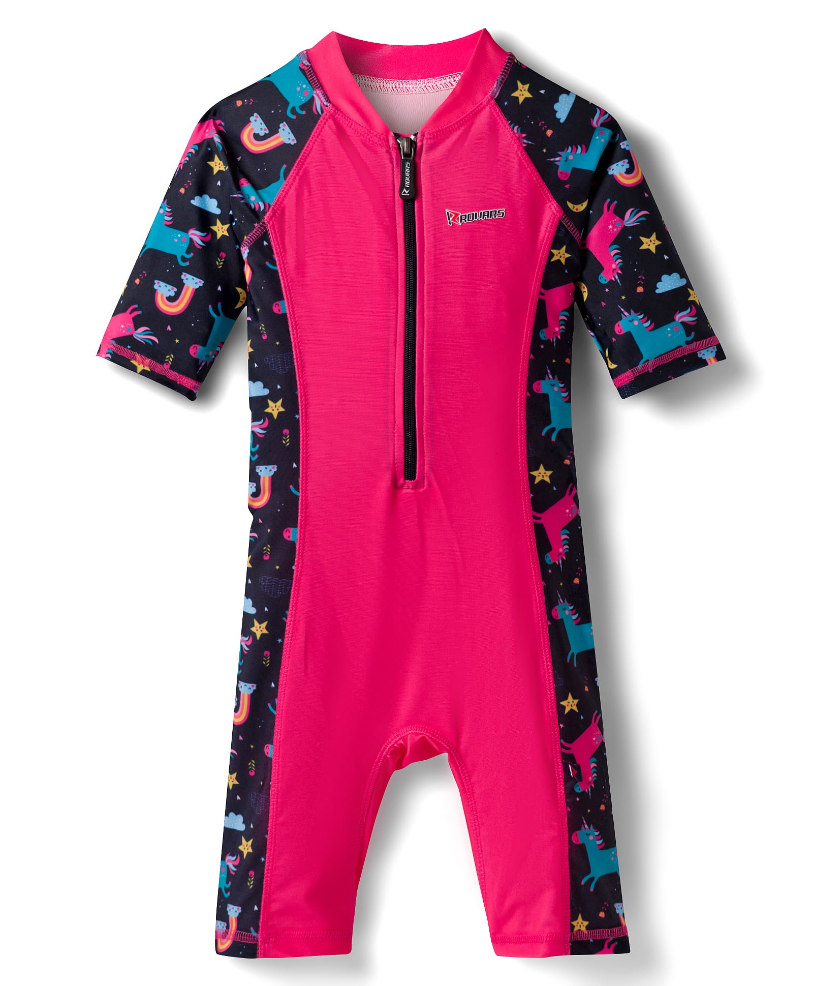 ROVARS Half Raglan Sleeves Legged Swimsuit With Unicorn Print - Pink-picture-15
