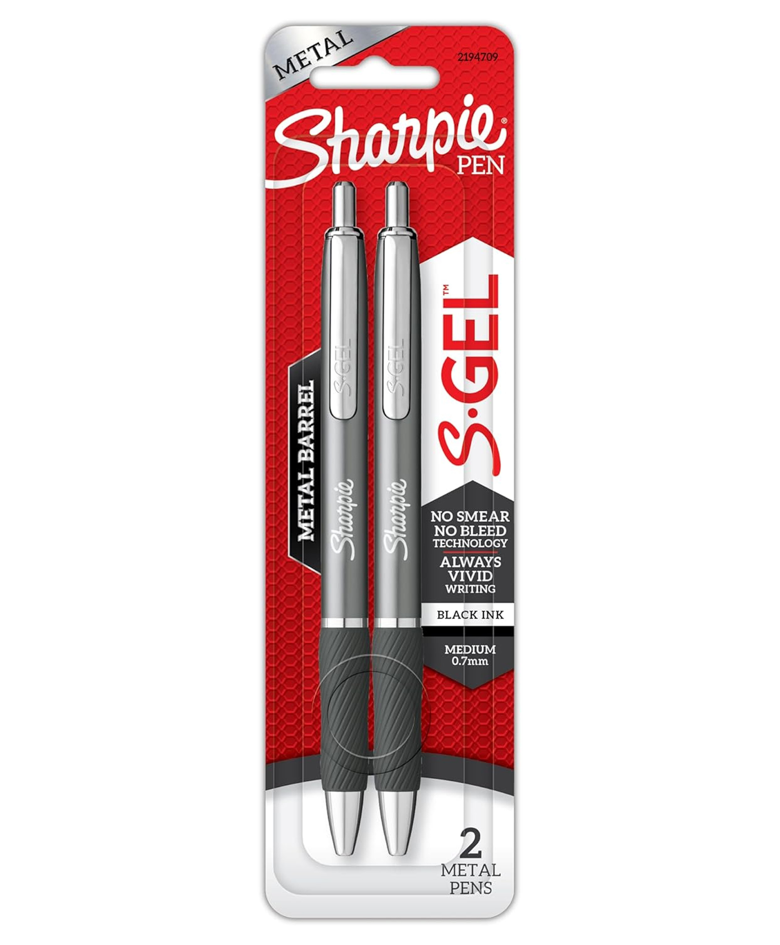 Sharpie S-Gel Pen 0.7 mm Black Ink | Metal Barrel Gunmetal Grey | Set of 2-image-7