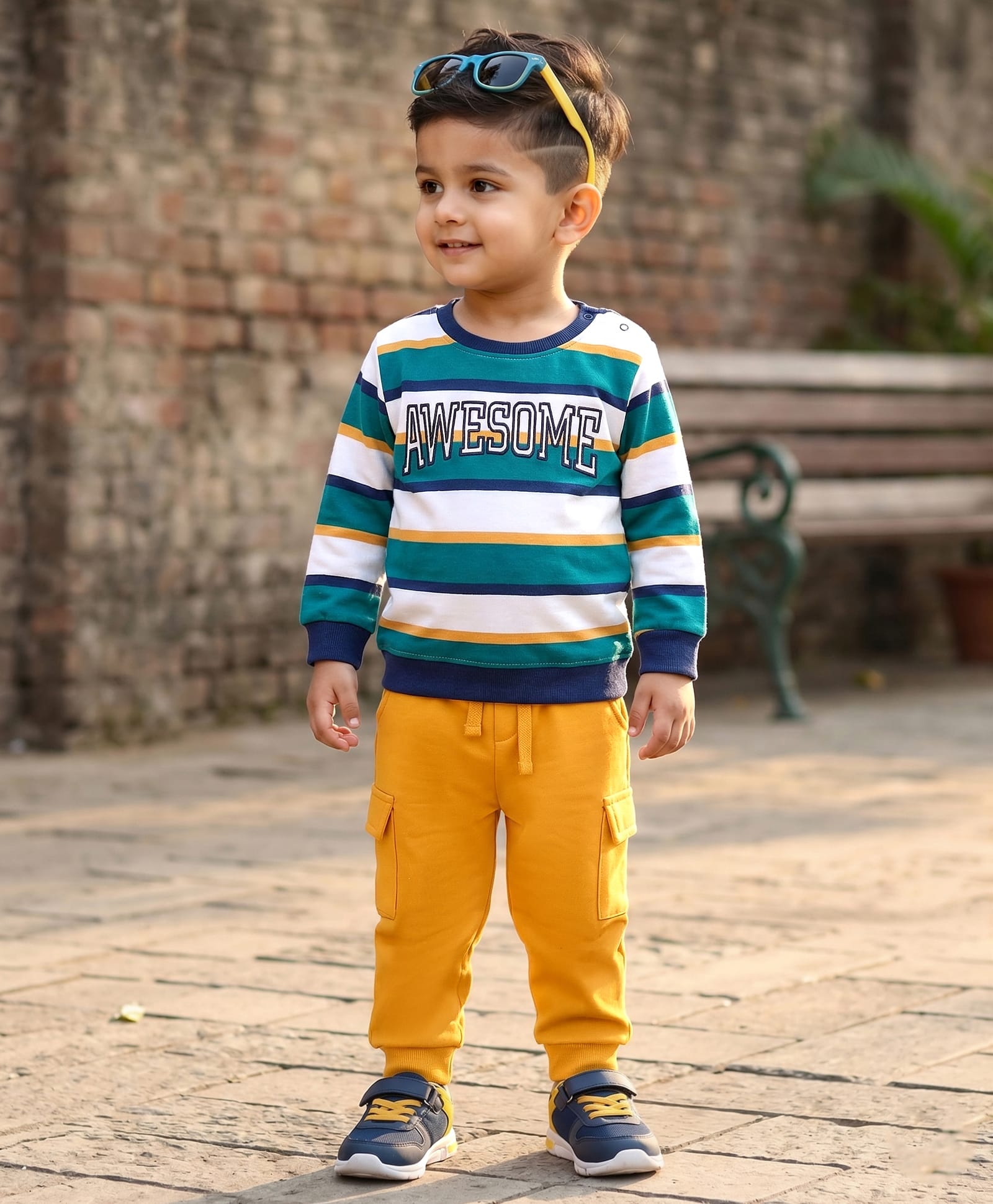 Babyhug Single Jersey Knit Full Sleeves Striped T-Shirt & Lounge Pant Set - Multicolor-picture-18