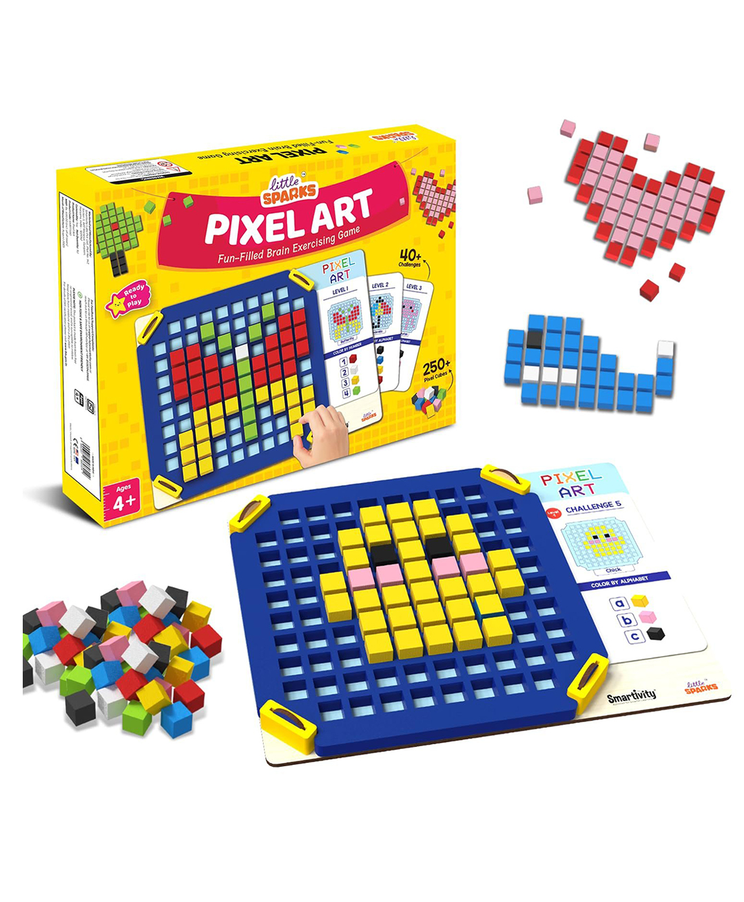 Smartivity Pixel Art Puzzle - Educational Toy Build 40+ Creative Brain Puzzles - Jelly Fish, Car, Boat, Umbrella, Flower etc-image-2