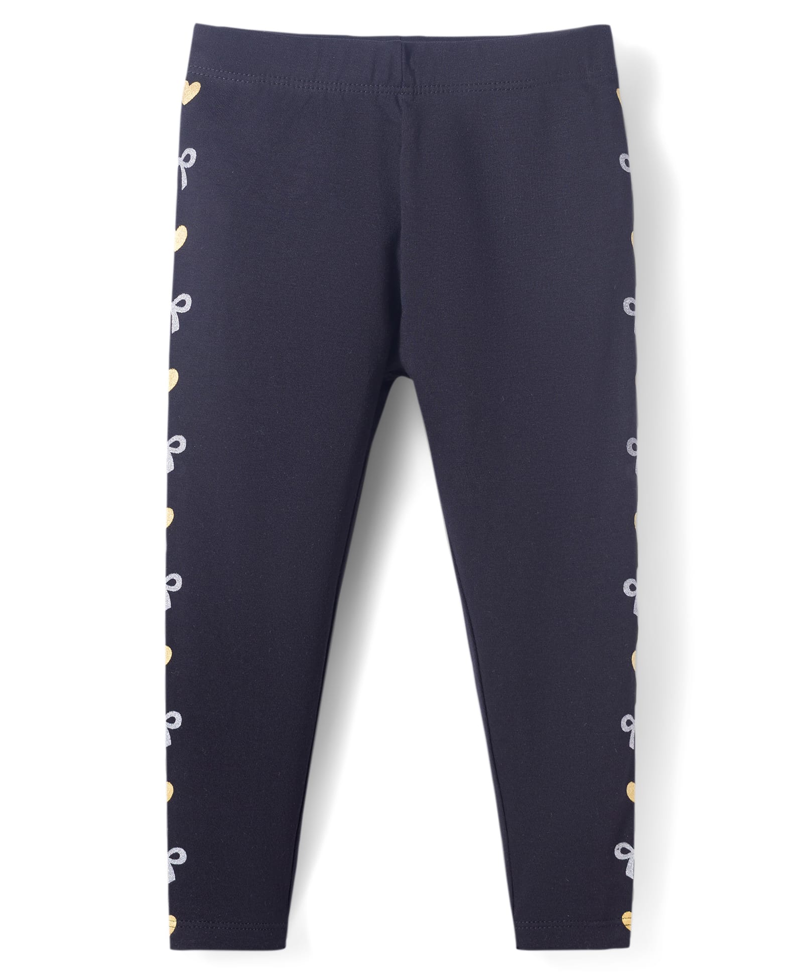 Babyhug Lycra Knit Full Length Leggings With Heart & Bow Print - Black-picture-11