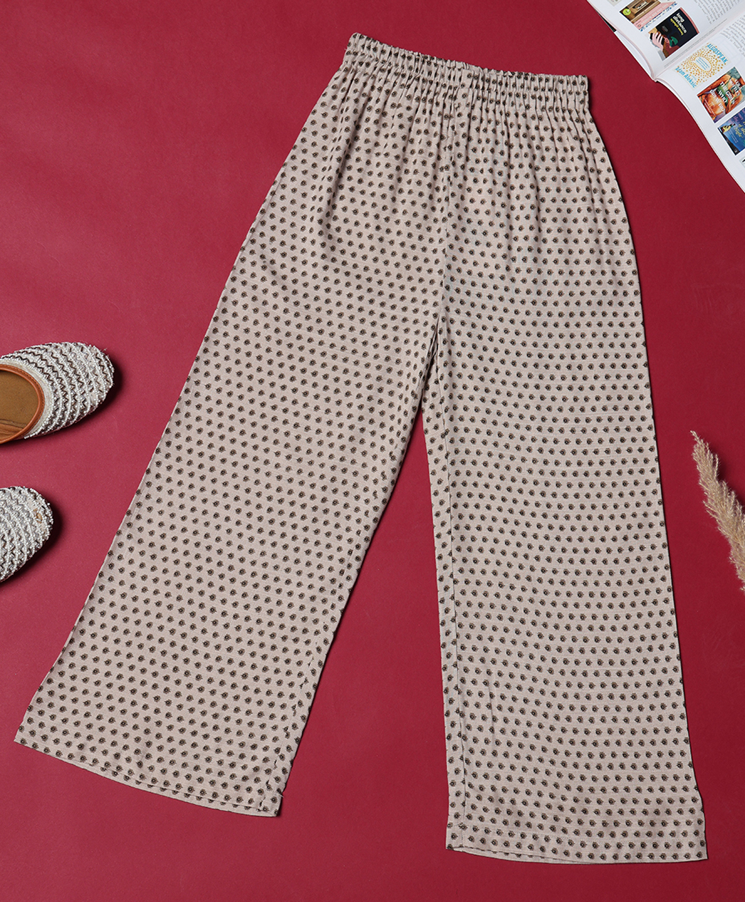 Cherry & Jerry Woven Abstract Printed Palazzo - Brown-picture-27