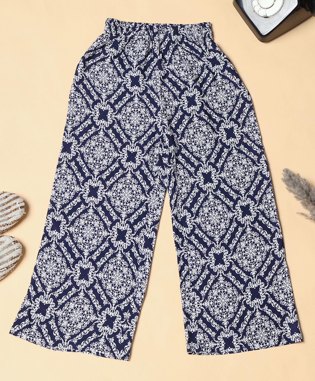 Cherry & Jerry Woven Abstract Printed Palazzo - Black-picture-14