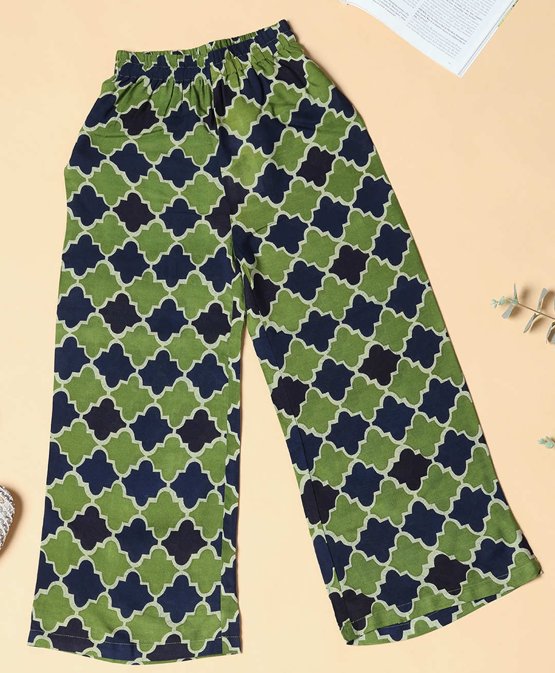 Cherry & Jerry Woven Abstract Printed Palazzo - Green & Black-picture-13