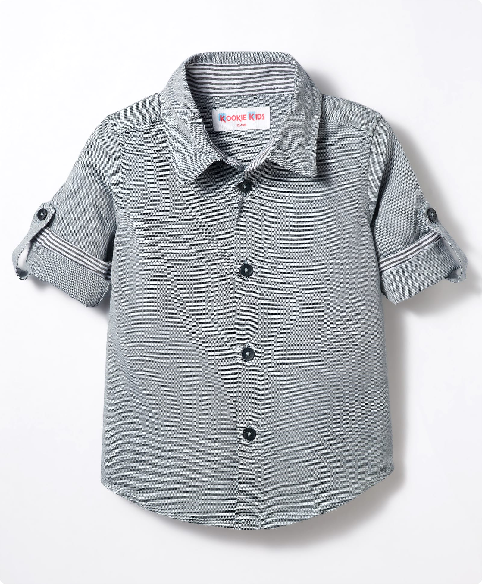 Kookie Kids Cotton Woven Full Sleeves Solid Colour Shirt - Grey-image-12
