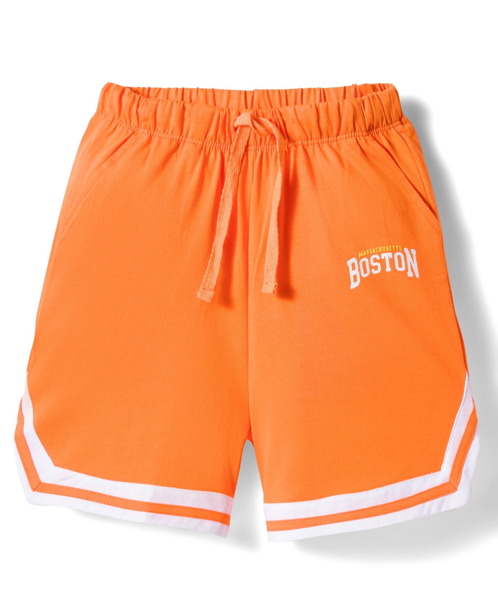 Honeyhap Premium 100% Cotton Knit Knee Length Text Printed Shorts - Orange-picture-16