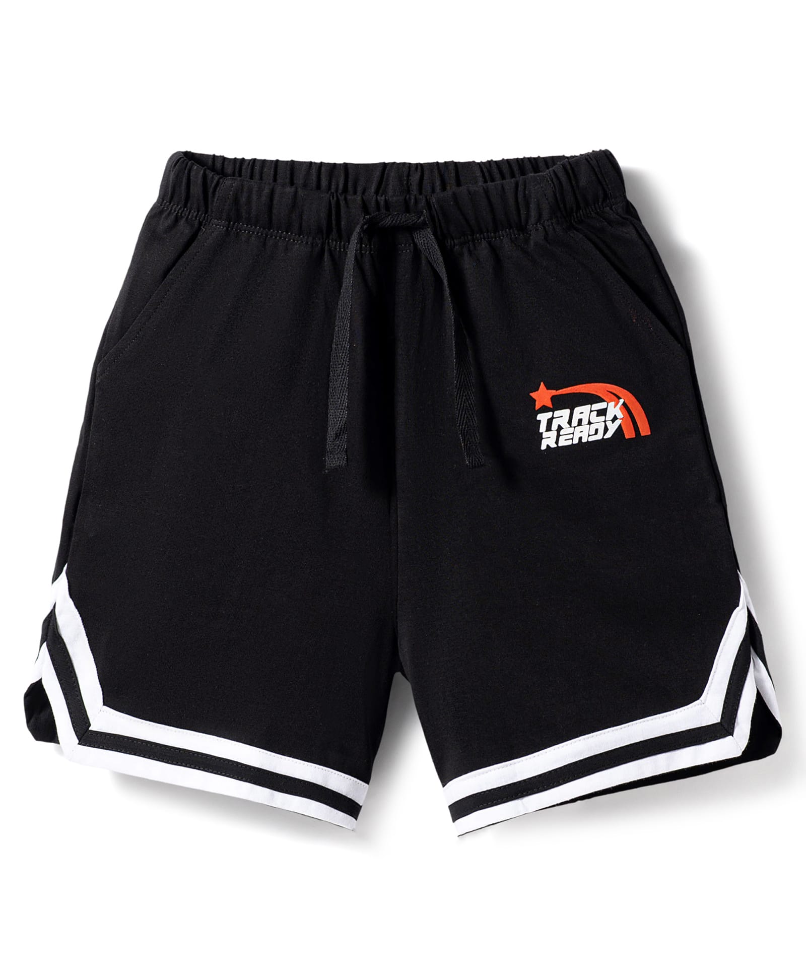 Honeyhap Premium 100% Cotton Knit Knee Length Shorts with Bio Wash & Tape Detailing - Black Beauty-picture-13